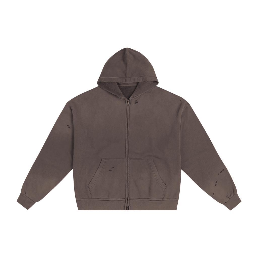 Vintage Sunfaded Zip Hoodie | Heavyweight Distressed