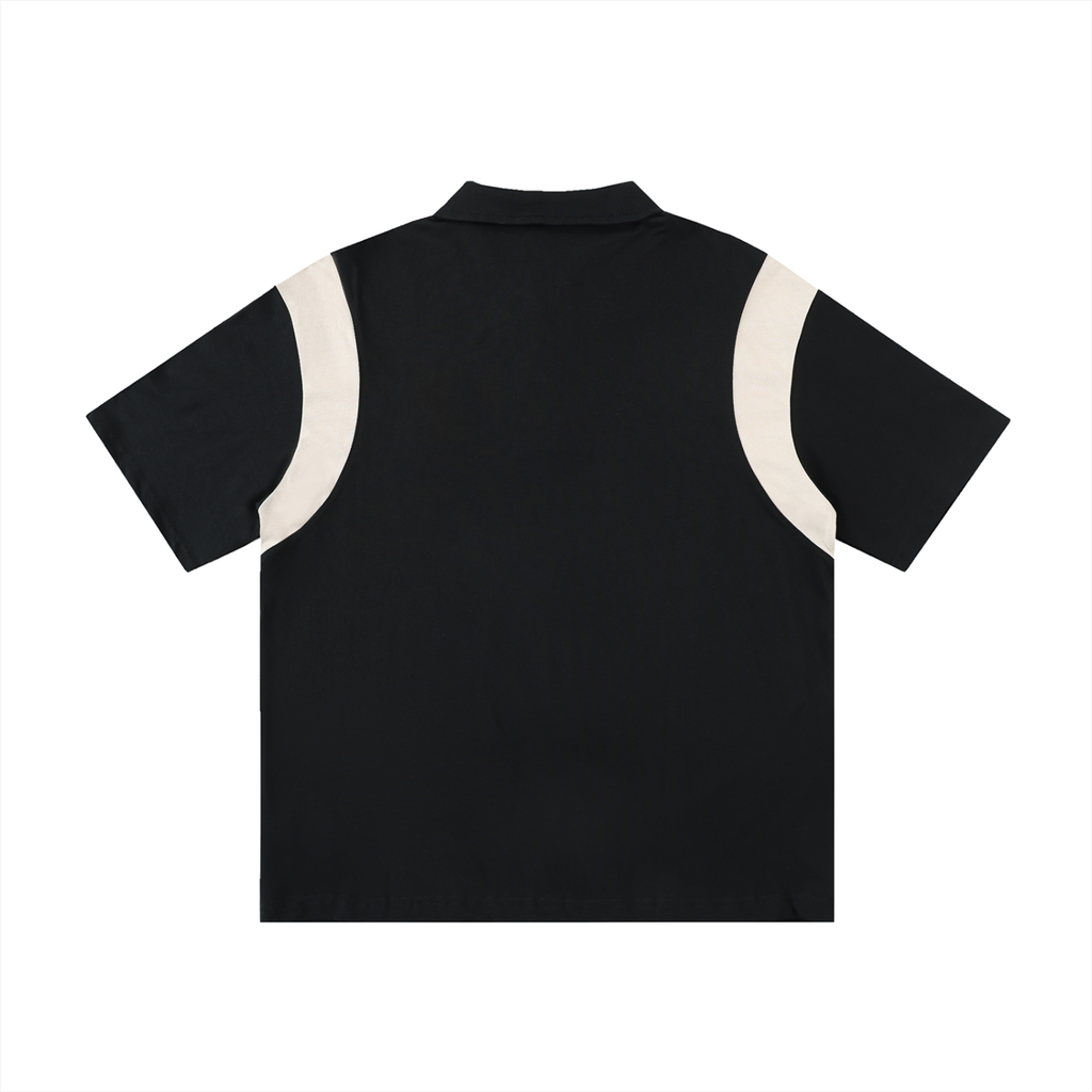 Two-Tone Contrast Panel Cotton Polo Shirt