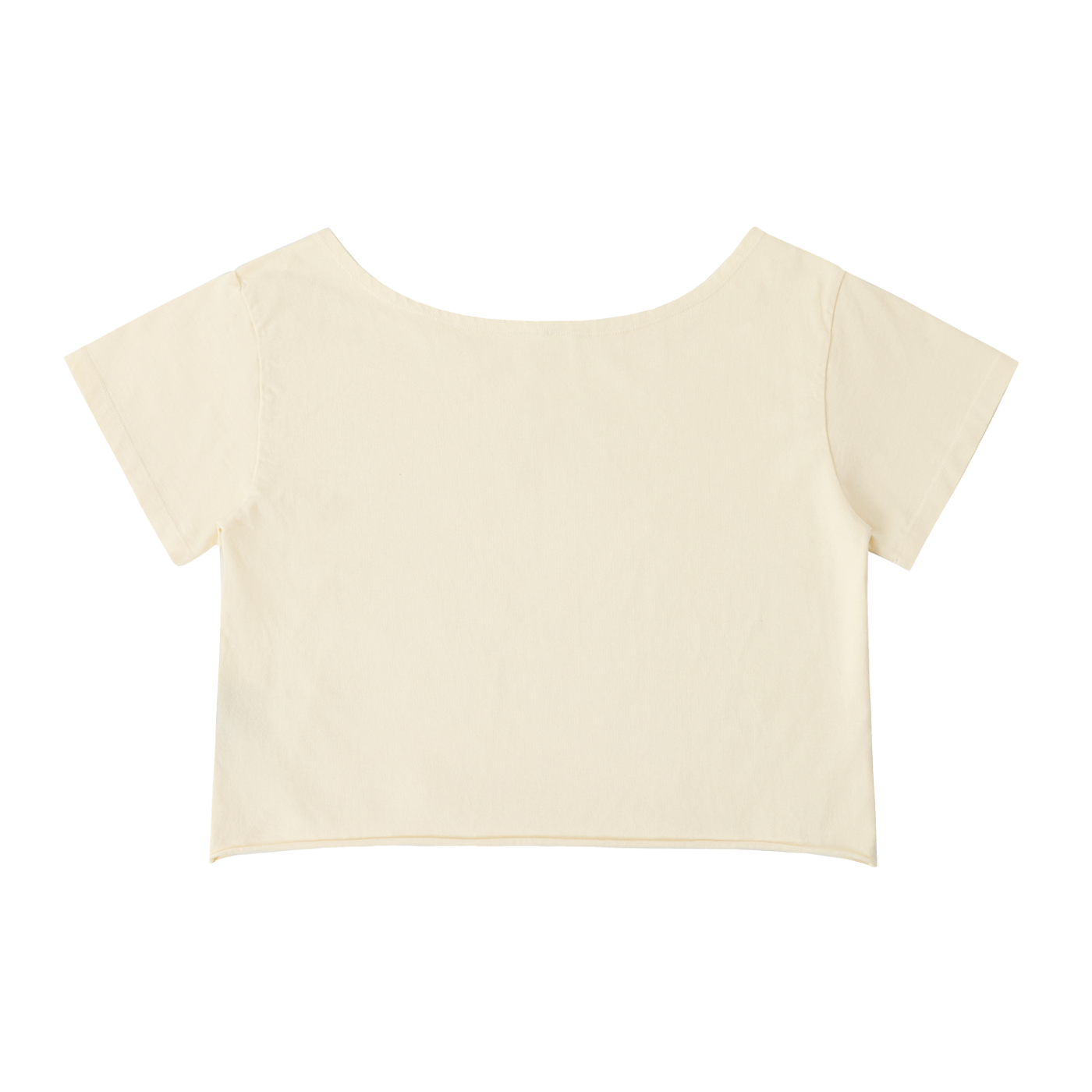 Rolled Hem Cotton Crop Tee | Off-Shoulder Fit