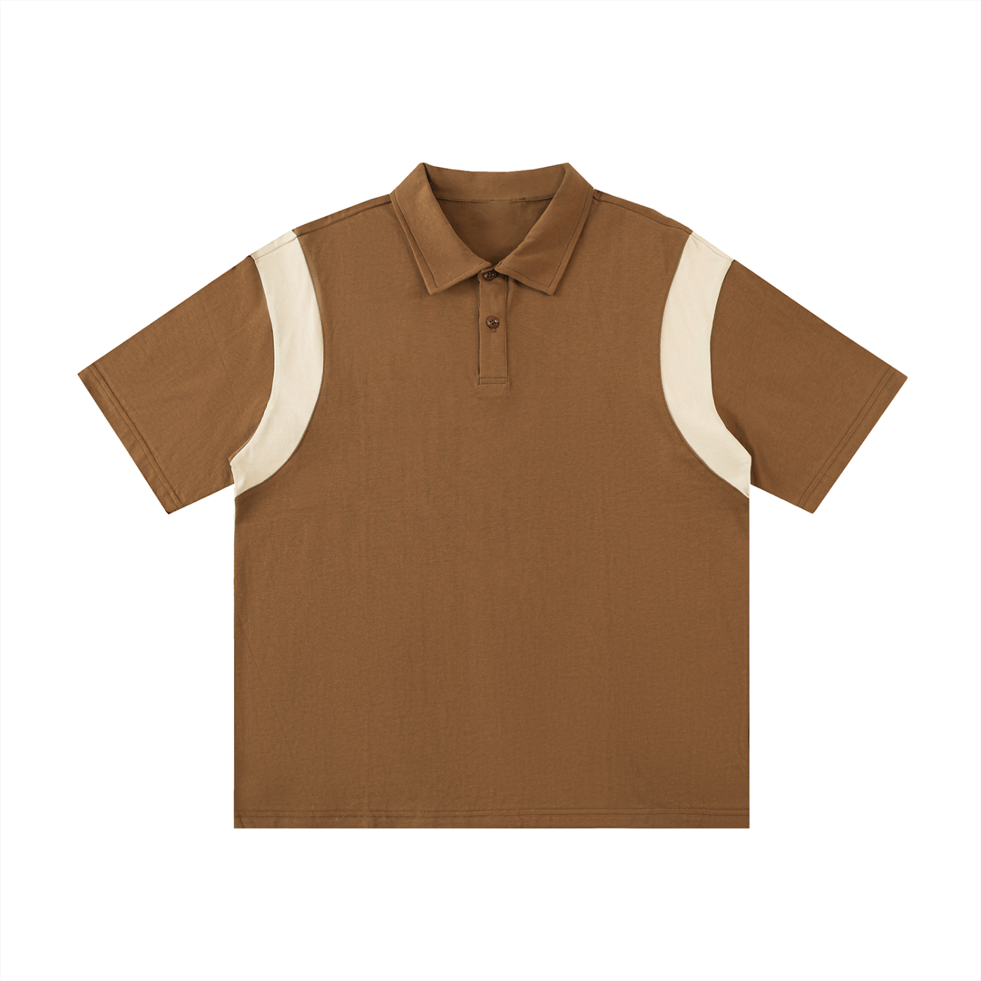 Two-Tone Contrast Panel Cotton Polo Shirt