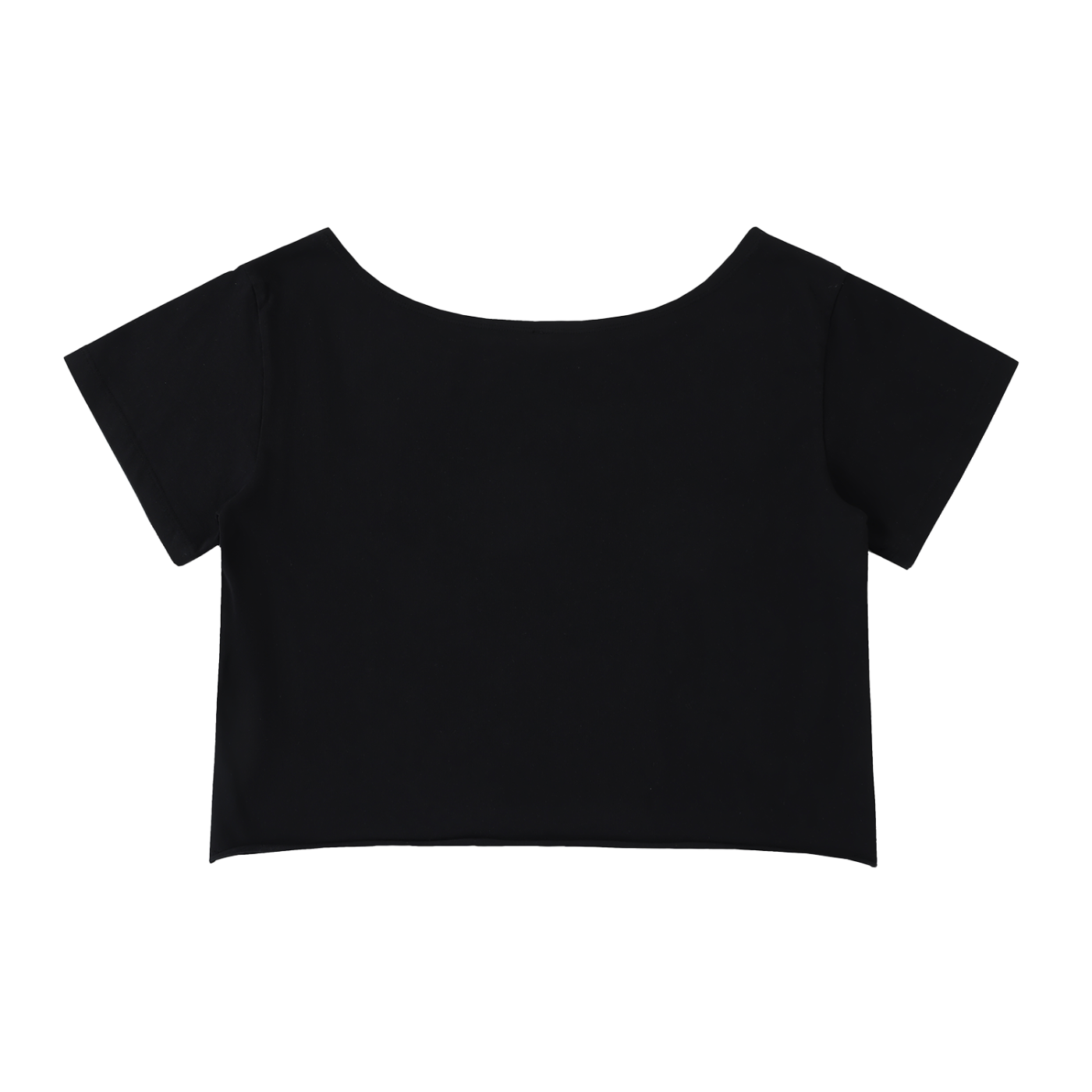 Rolled Hem Cotton Crop Tee | Off-Shoulder Fit