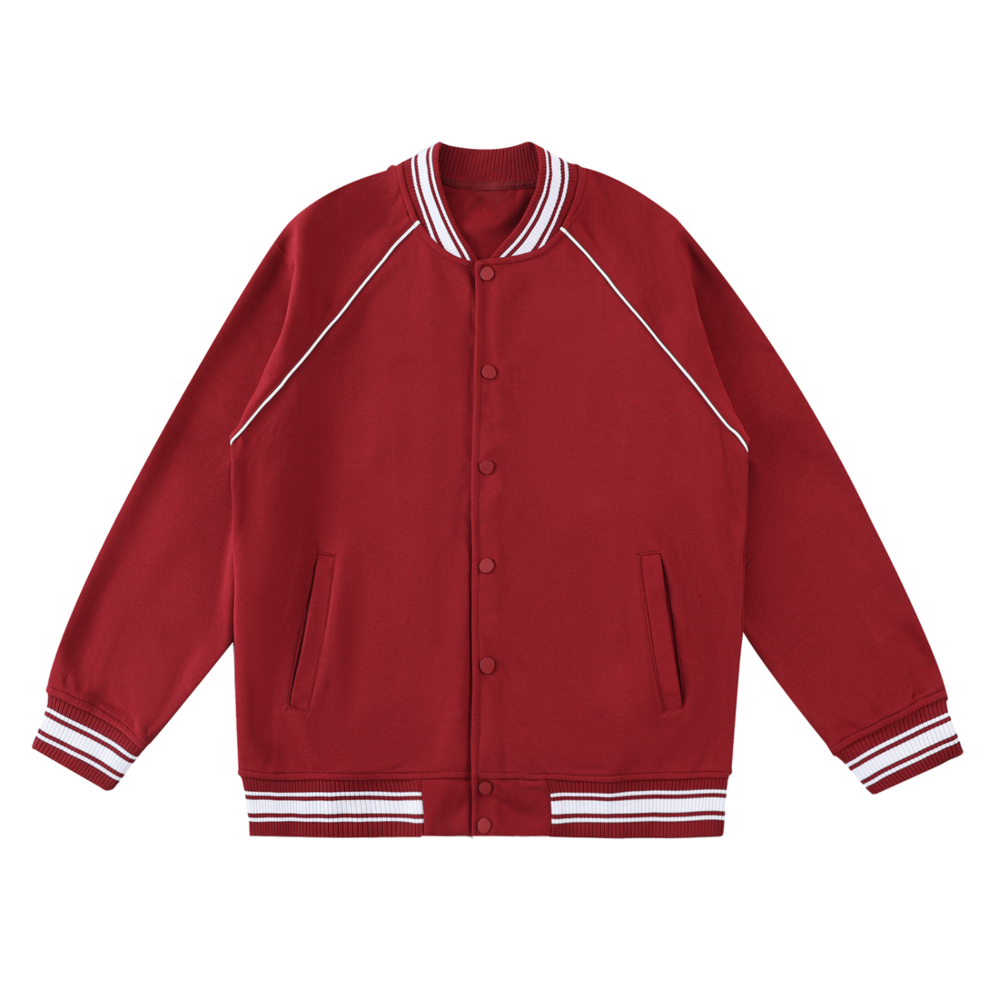 Contrast Trim Raglan Varsity Jacket