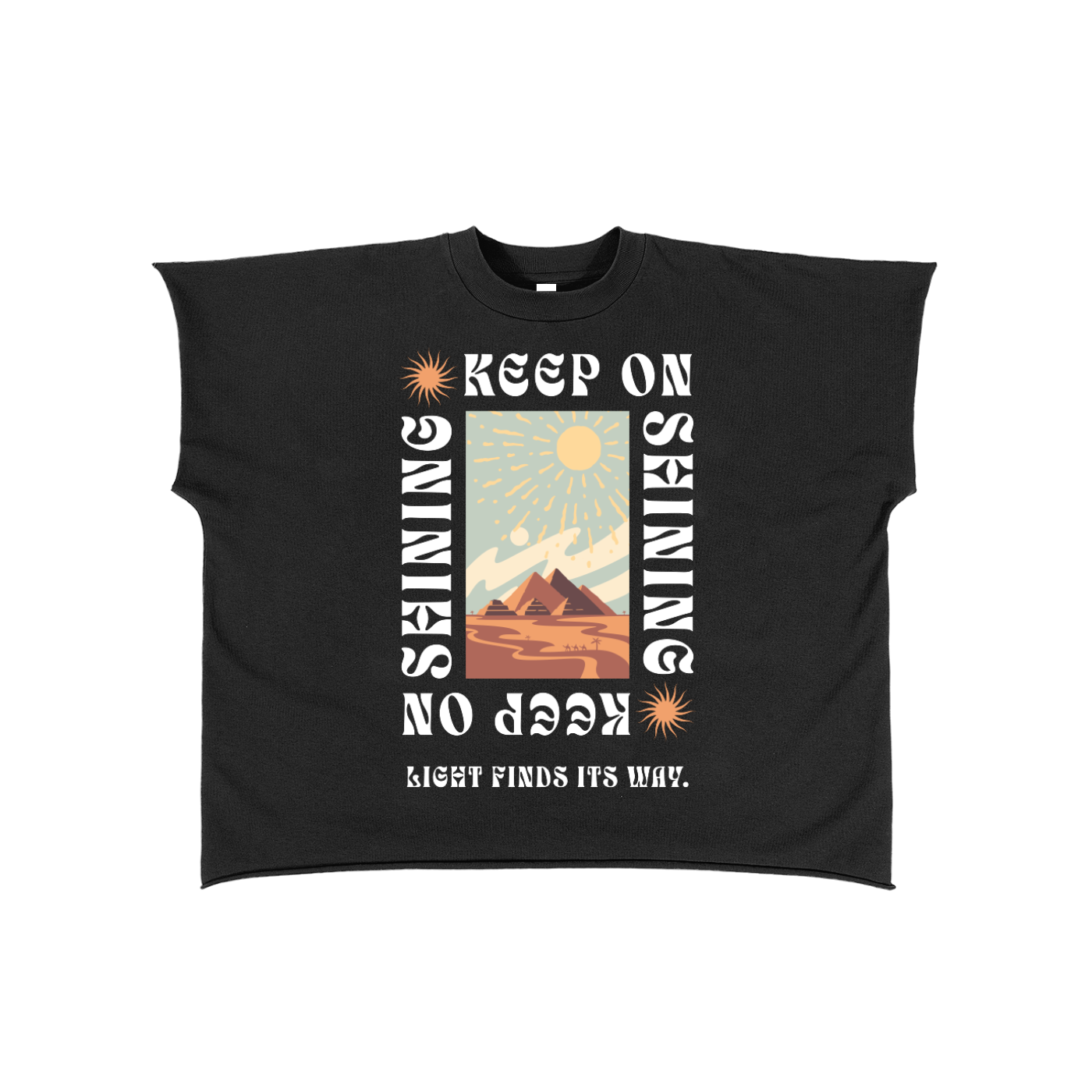 Graphic Drop-Shoulder Raw Edge Boxy T-Shirt