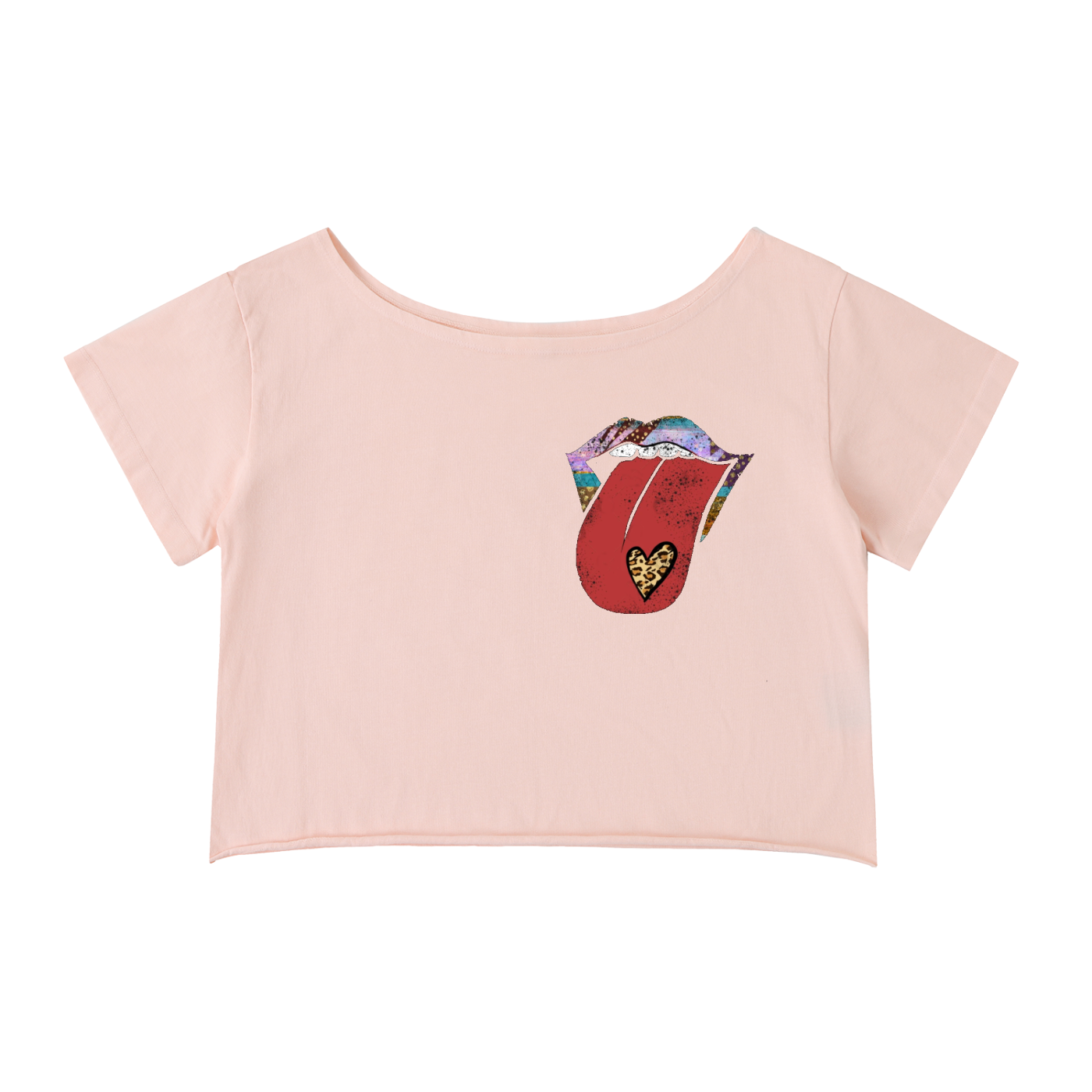 Rolled Hem Cotton Crop Tee | Off-Shoulder Fit