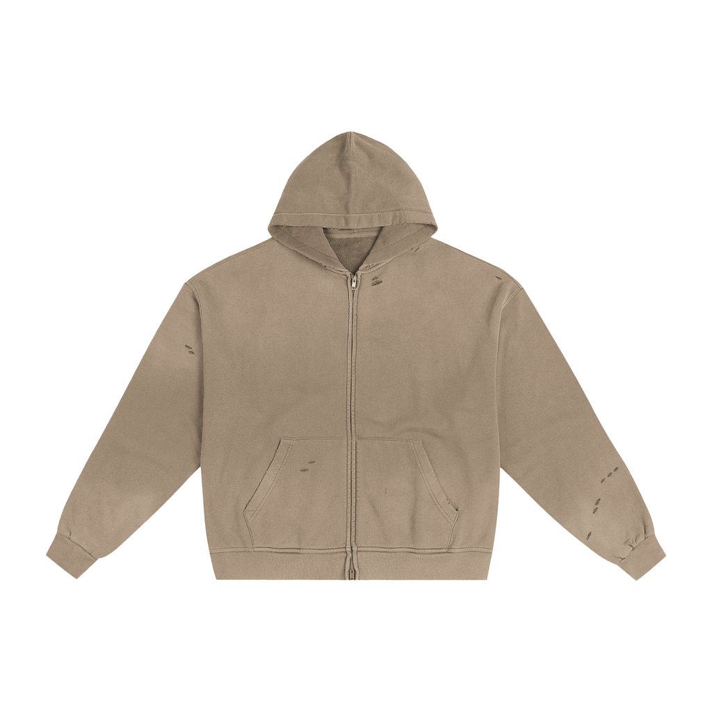Vintage Sunfaded Zip Hoodie | Heavyweight Distressed