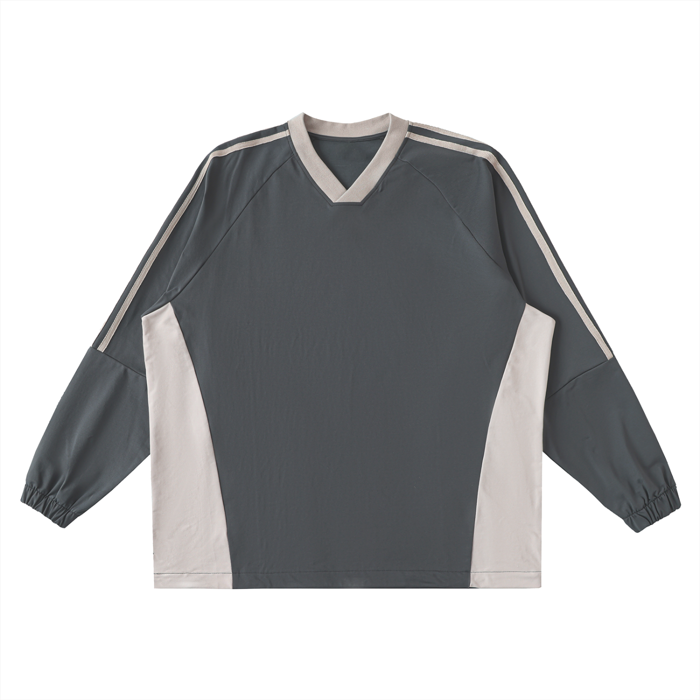 Color Block V-Neck Long Sleeve Tee
