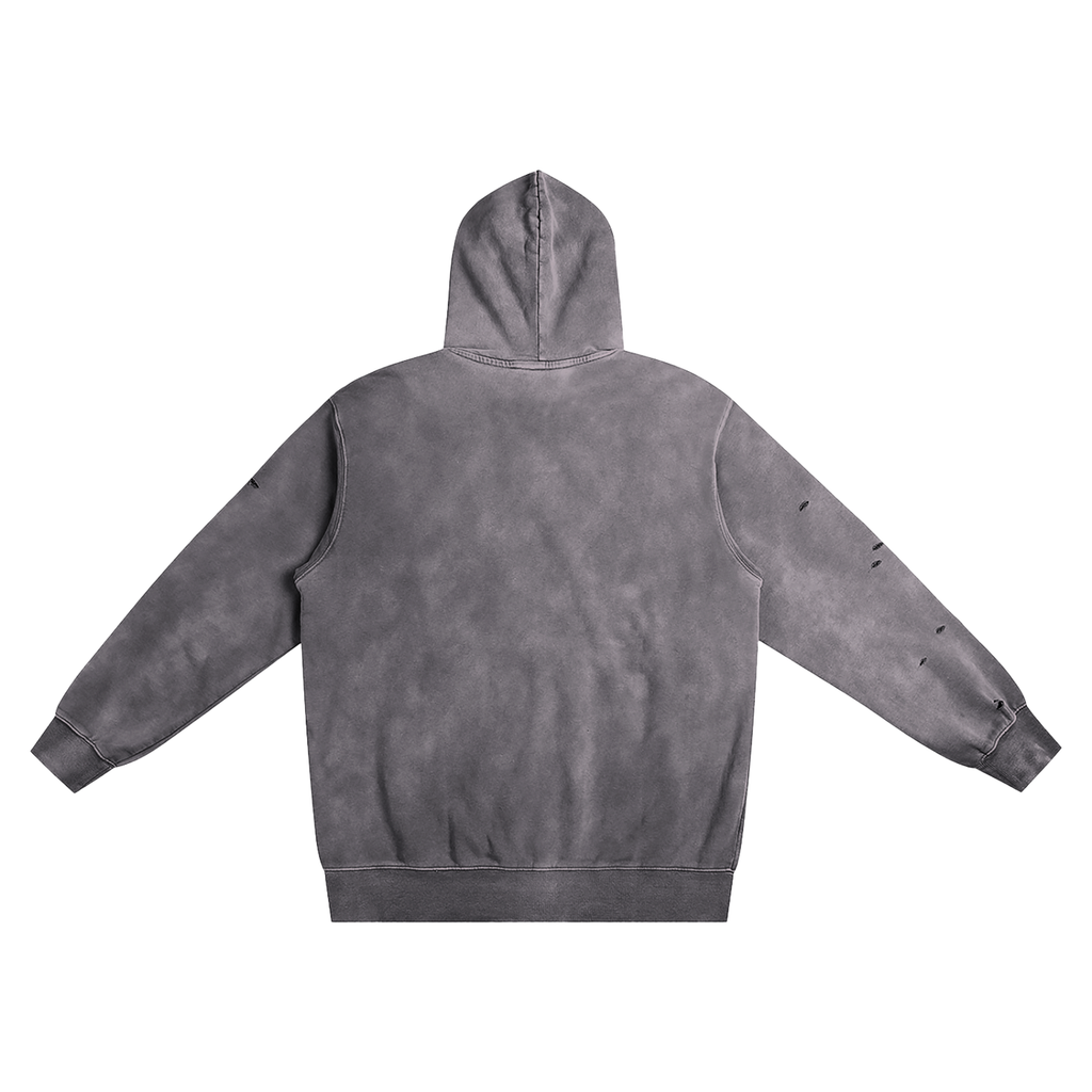 Distressed Vintage-Wash Hoodie