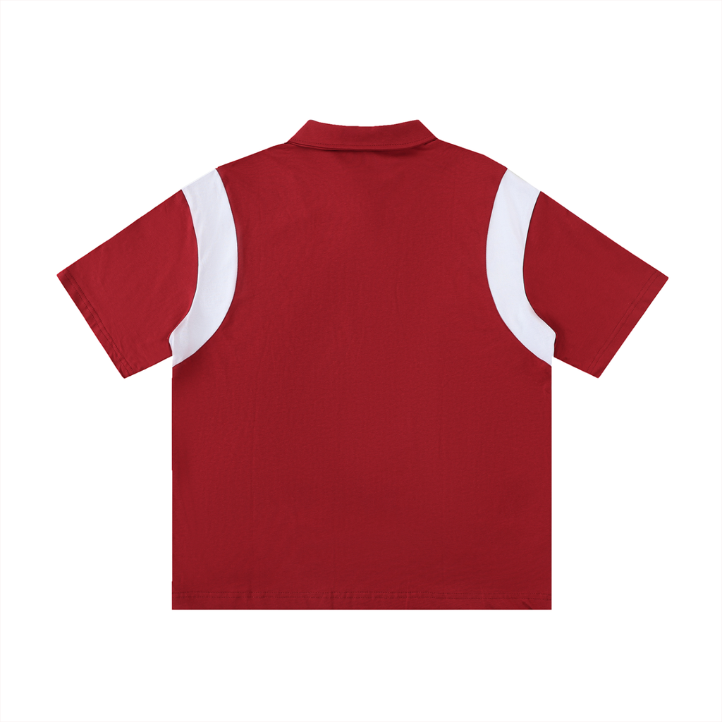 Two-Tone Contrast Panel Cotton Polo Shirt