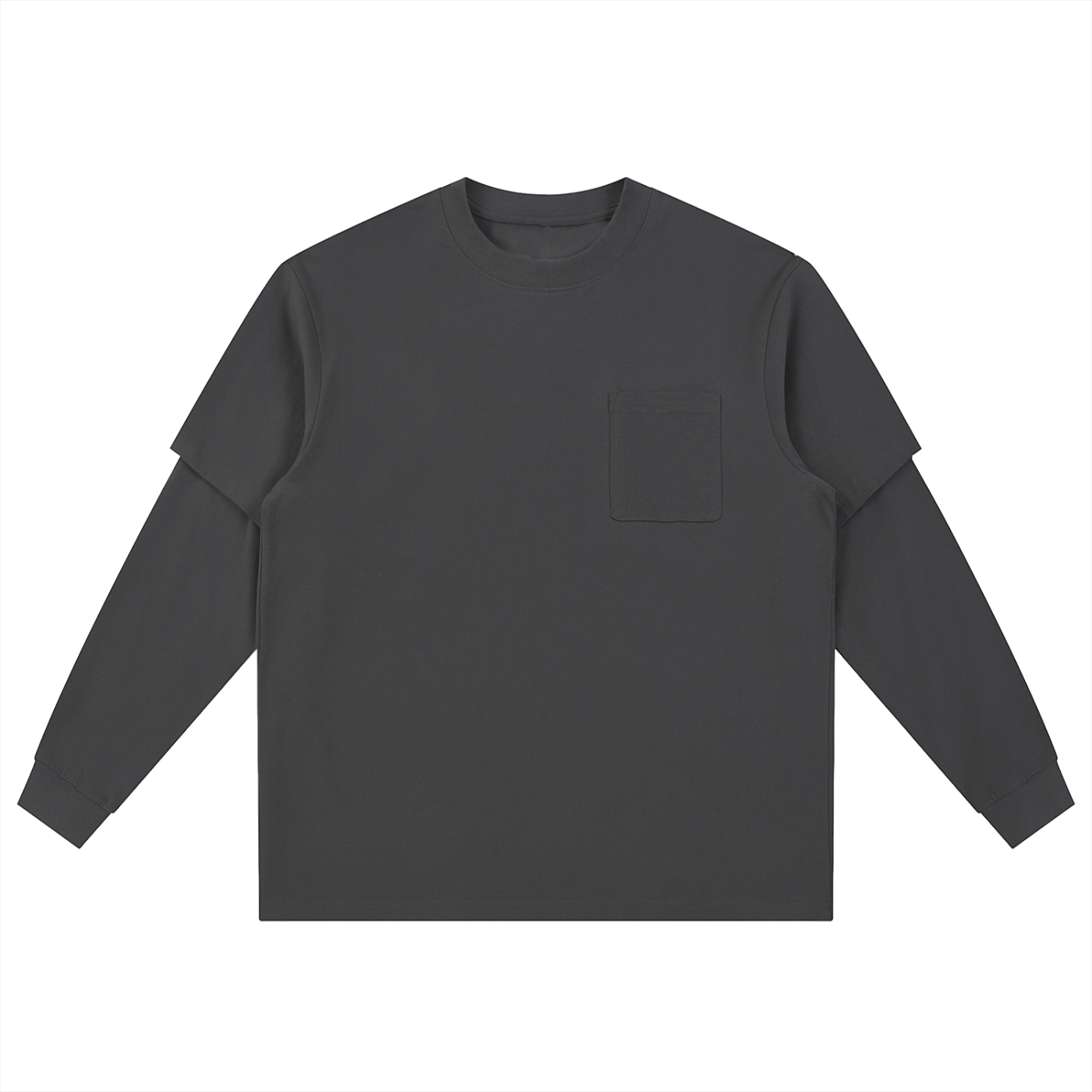 Layered Look Pocket Long Sleeve Tee