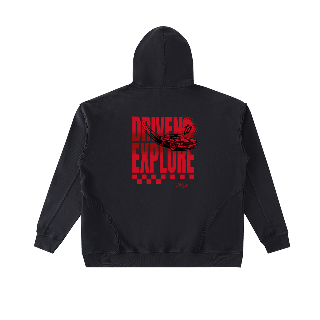 Men’s “Driven to Explore” | Raw-Seam Enzyme Washed Hoodie