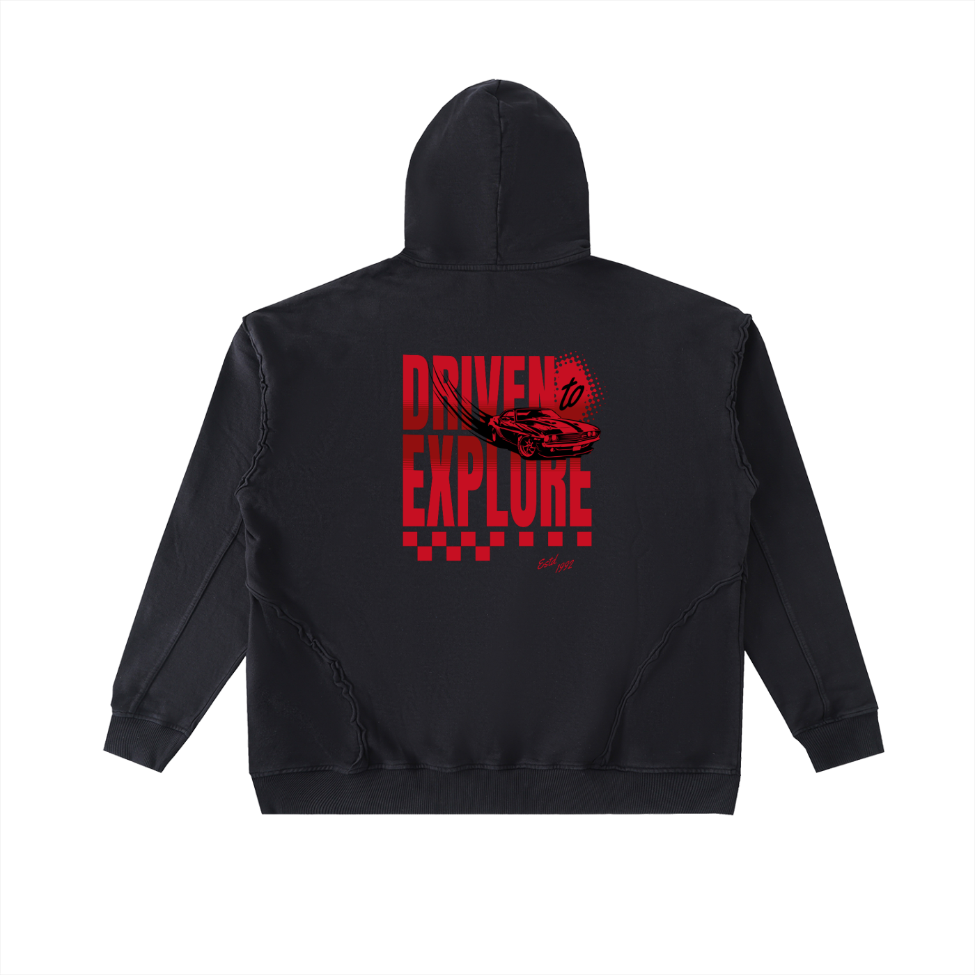 Men’s “Driven to Explore” | Raw-Seam Enzyme Washed Hoodie