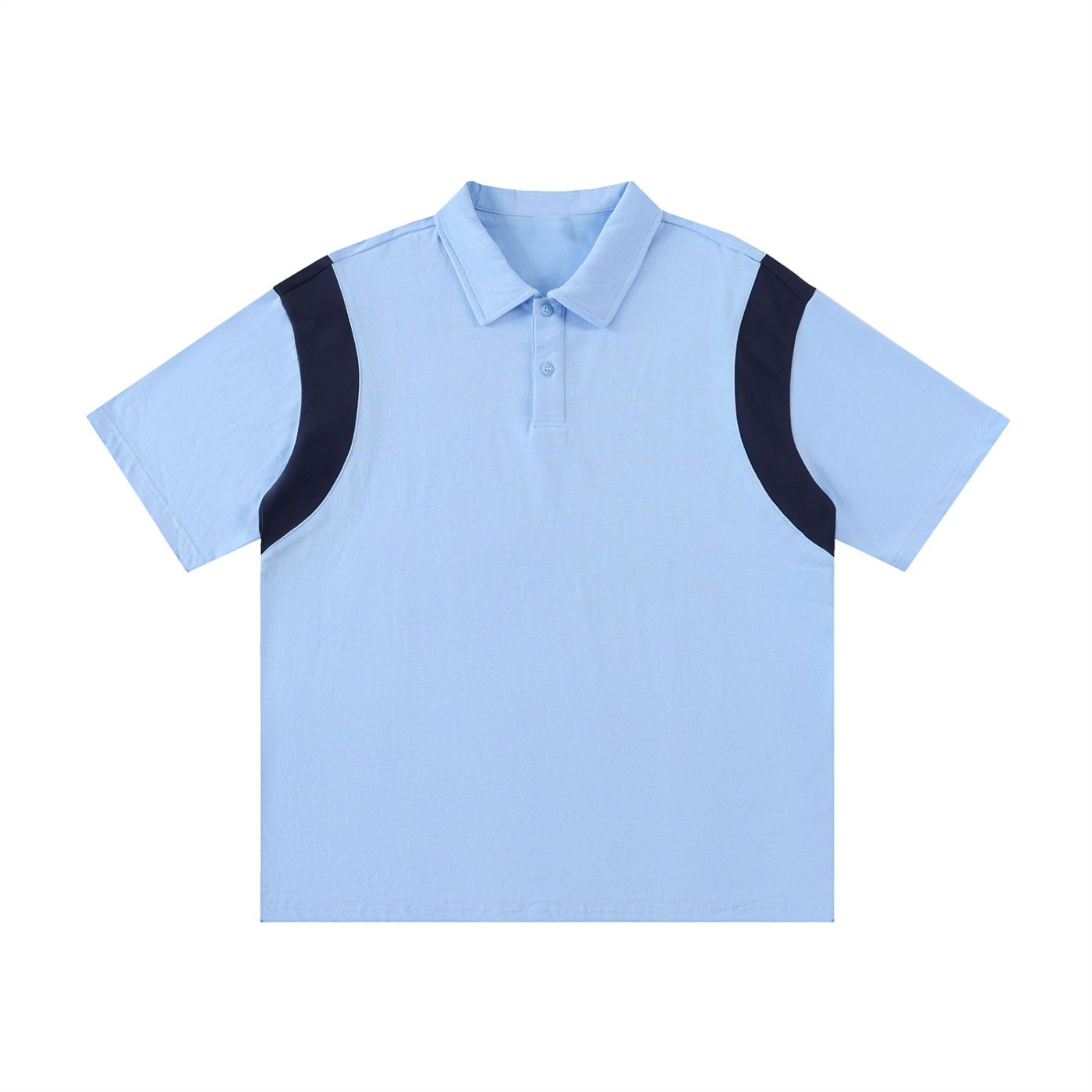 Two-Tone Contrast Panel Cotton Polo Shirt