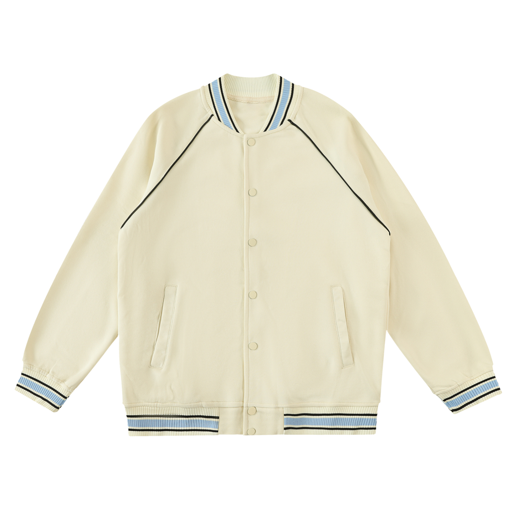 Contrast Trim Raglan Varsity Jacket