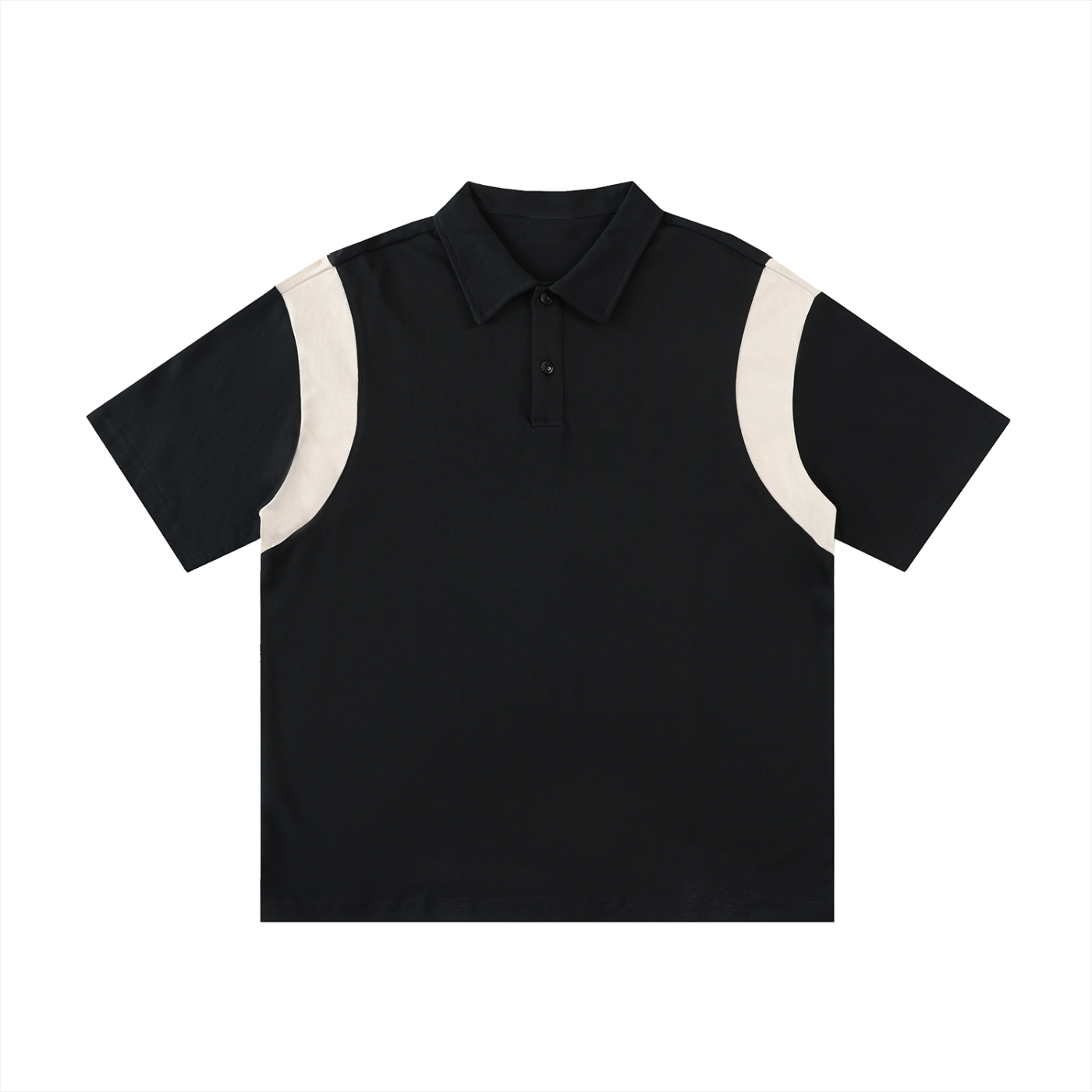 Two-Tone Contrast Panel Cotton Polo Shirt
