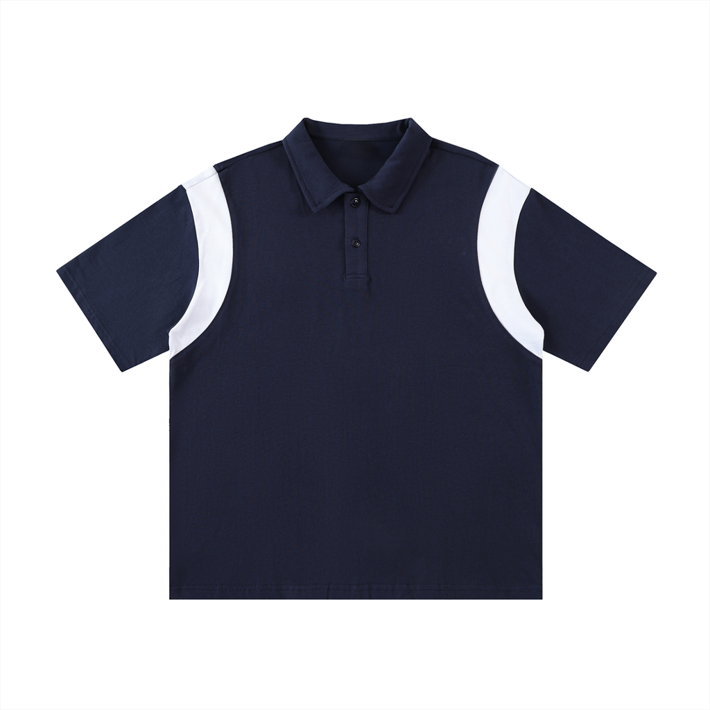 Two-Tone Contrast Panel Cotton Polo Shirt