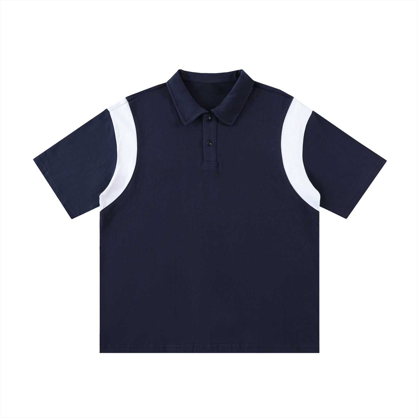 Two-Tone Contrast Panel Cotton Polo Shirt