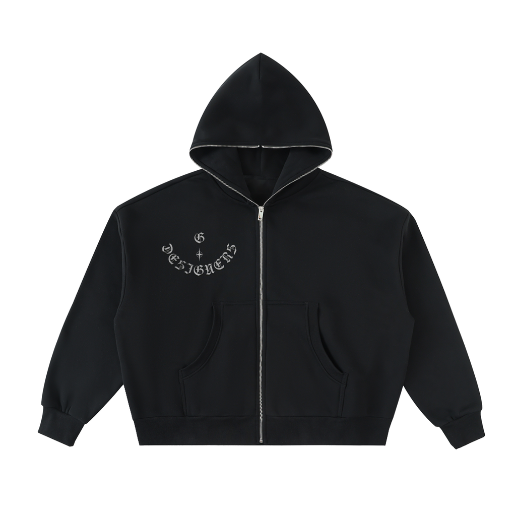 One More Shot | Fleeced Full-Zip Boxy Hoodie