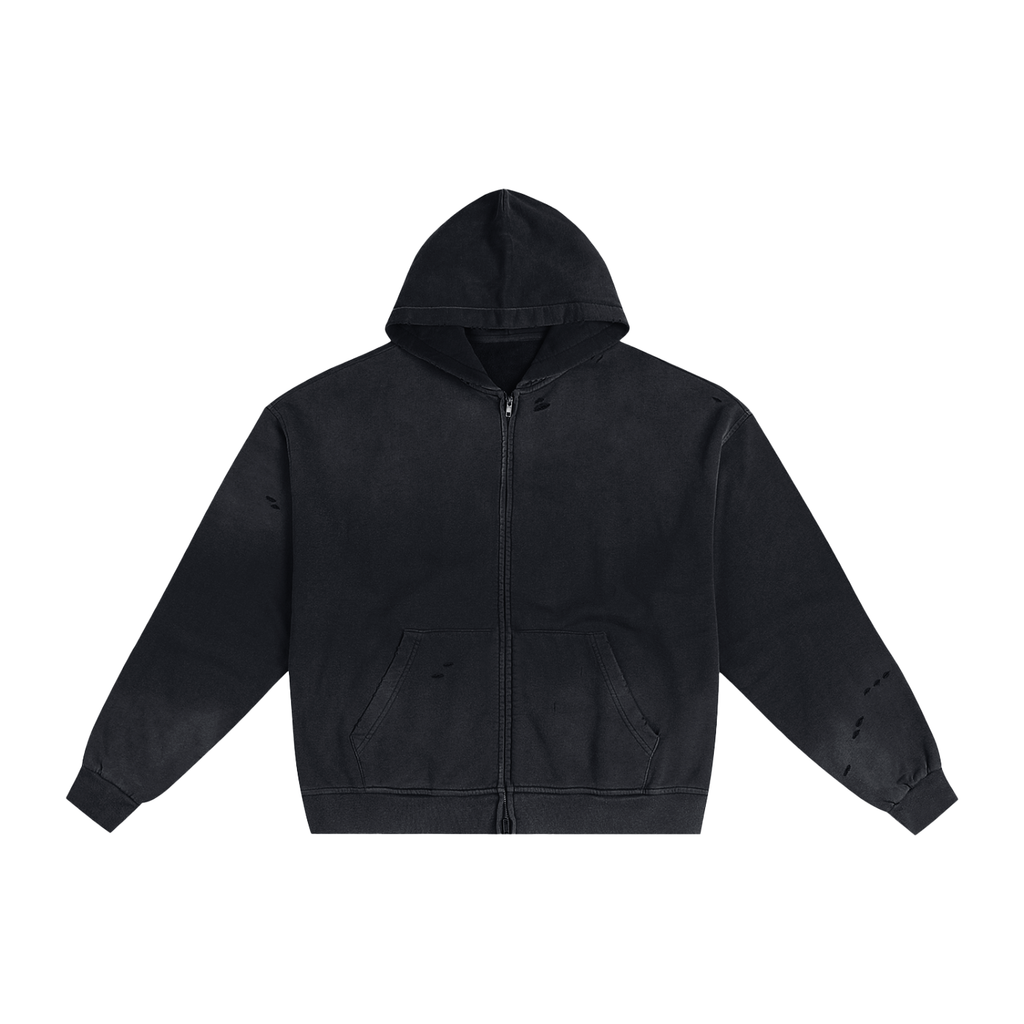 Vintage Sunfaded Zip Hoodie | Heavyweight Distressed