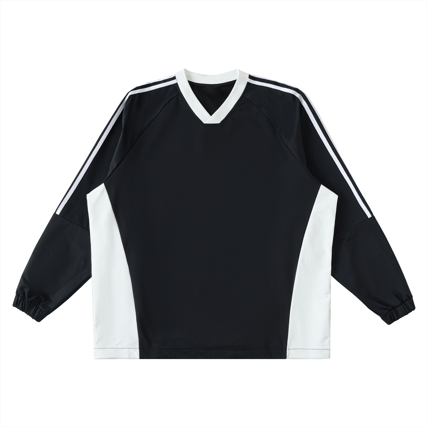 Color Block V-Neck Long Sleeve Tee