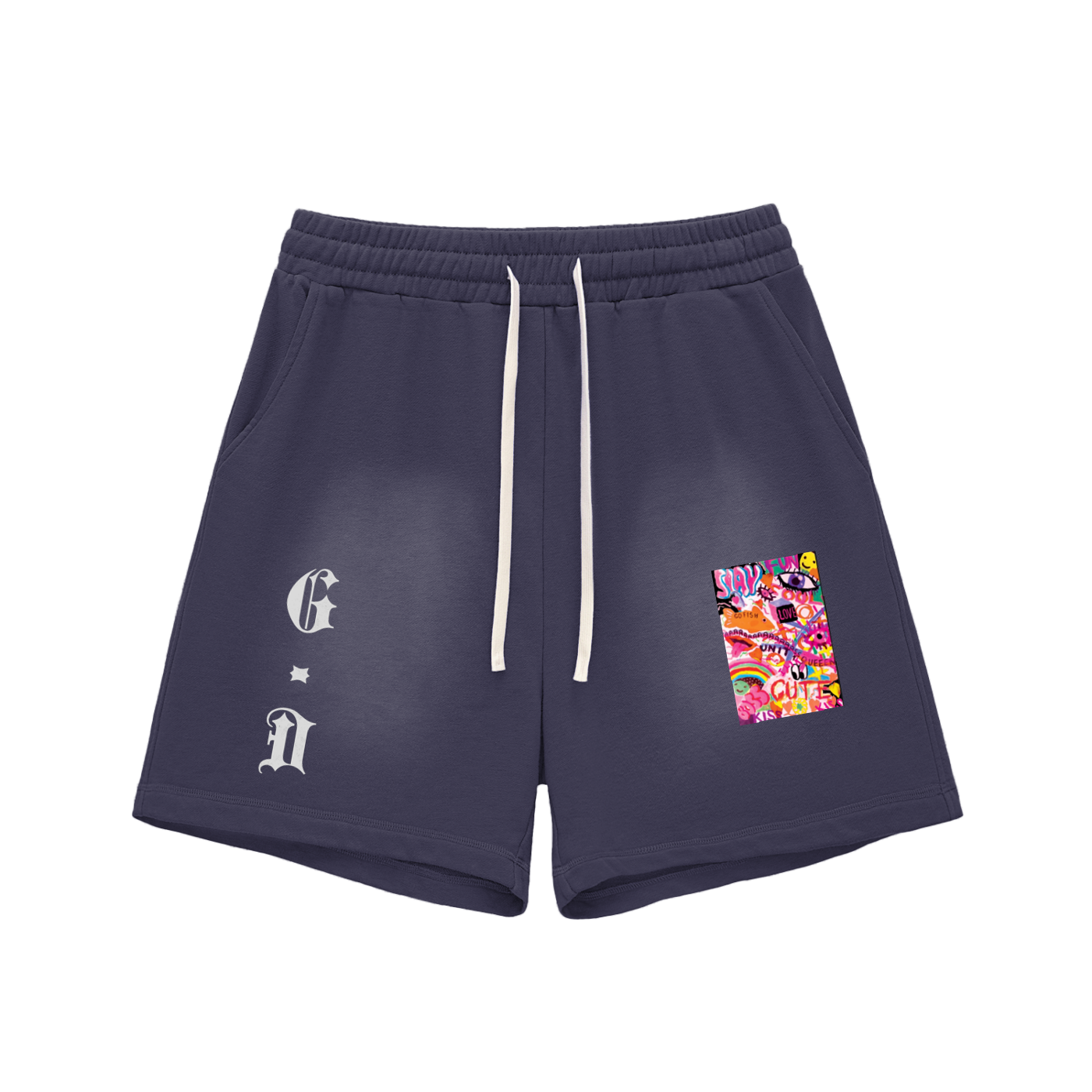 Sun-Fade Graphic Cotton Shorts