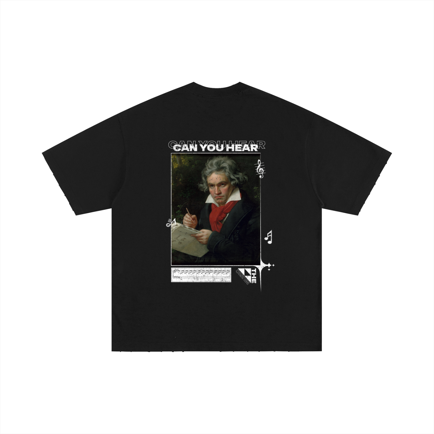 Heavyweight Beethoven ‘Can You Hear’ Frayed Edge T-Shirt