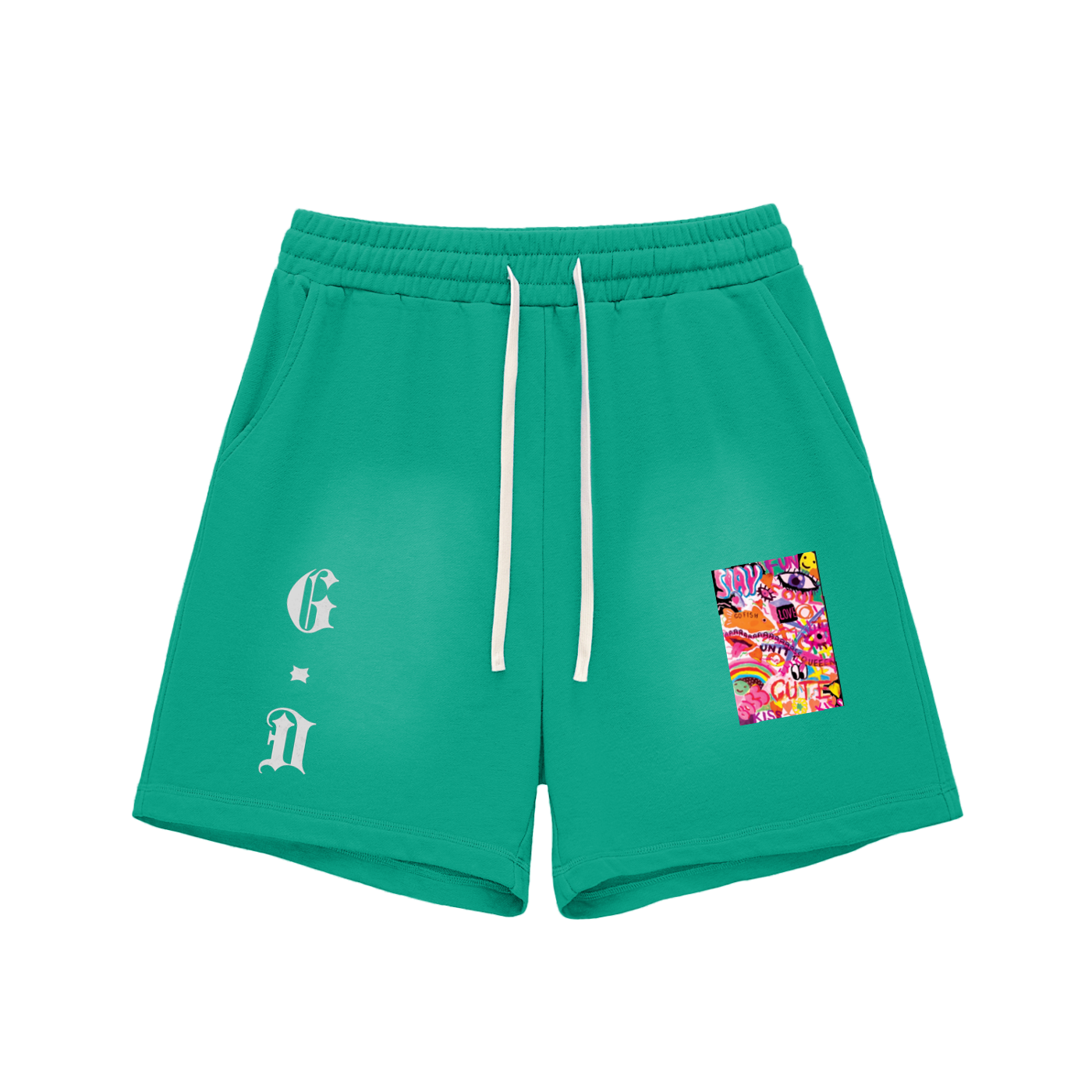 Sun-Fade Graphic Cotton Shorts