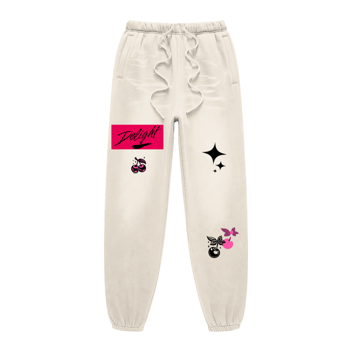 “Delight” Fleece Graphic Sweatpants