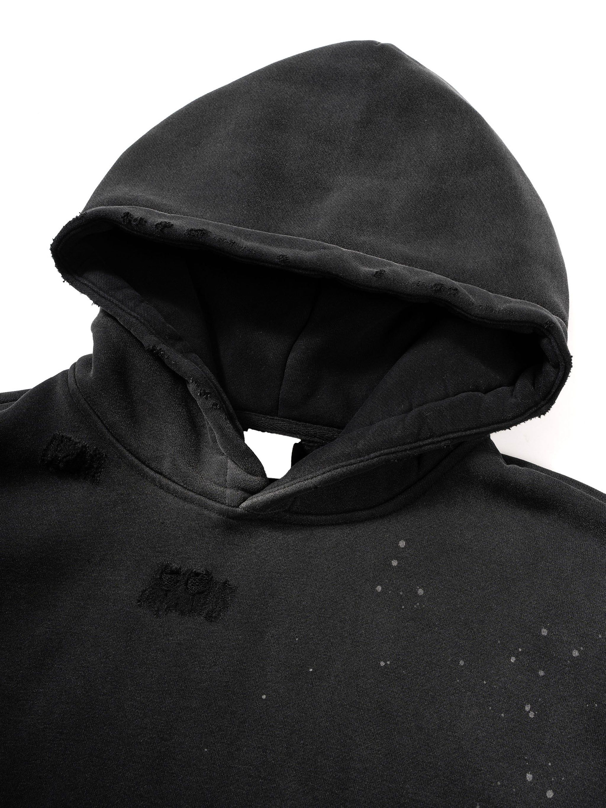 Vintage Wash Frayed | Fleece Hoodie