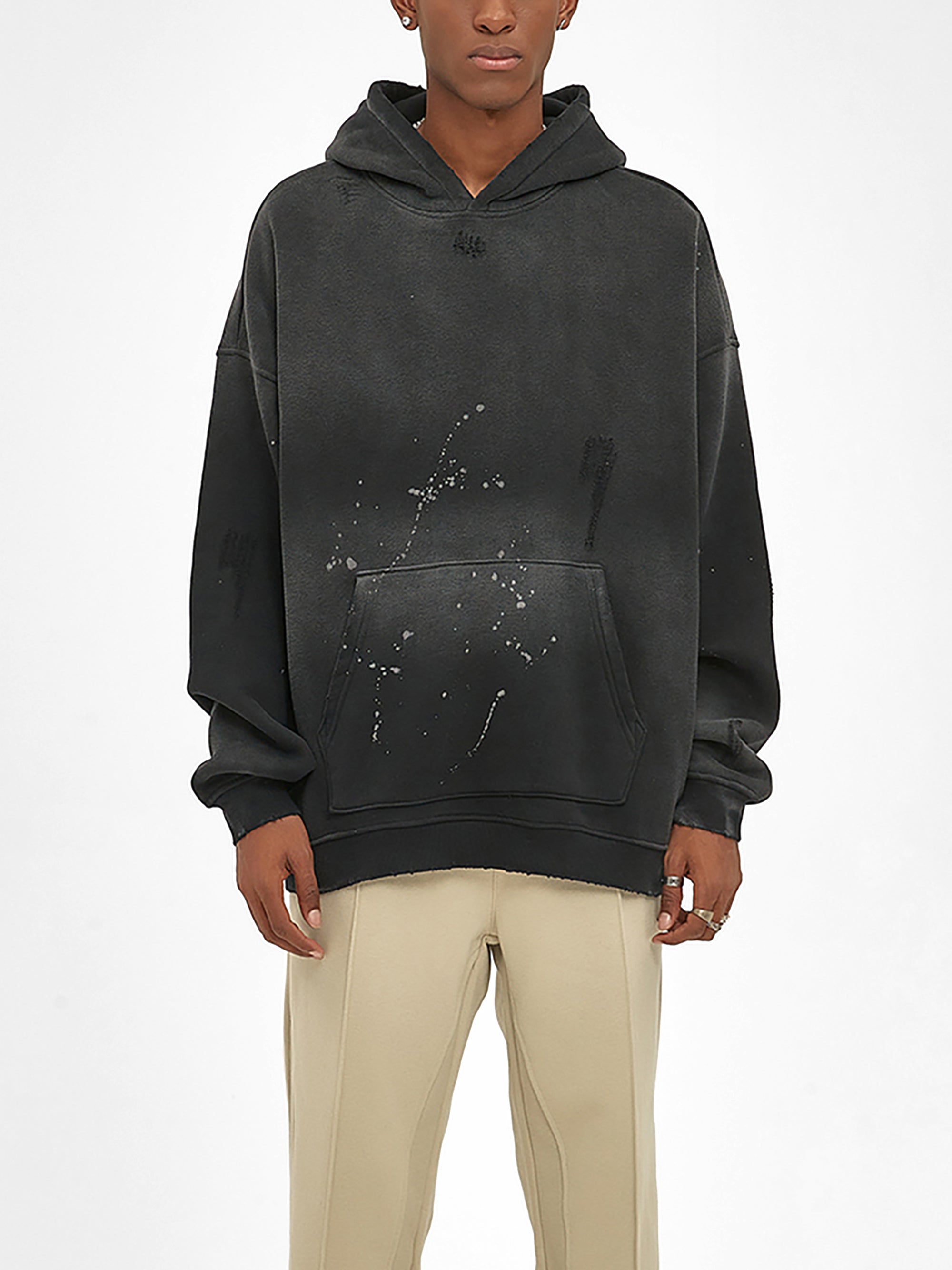 Vintage Wash Frayed Hoodie