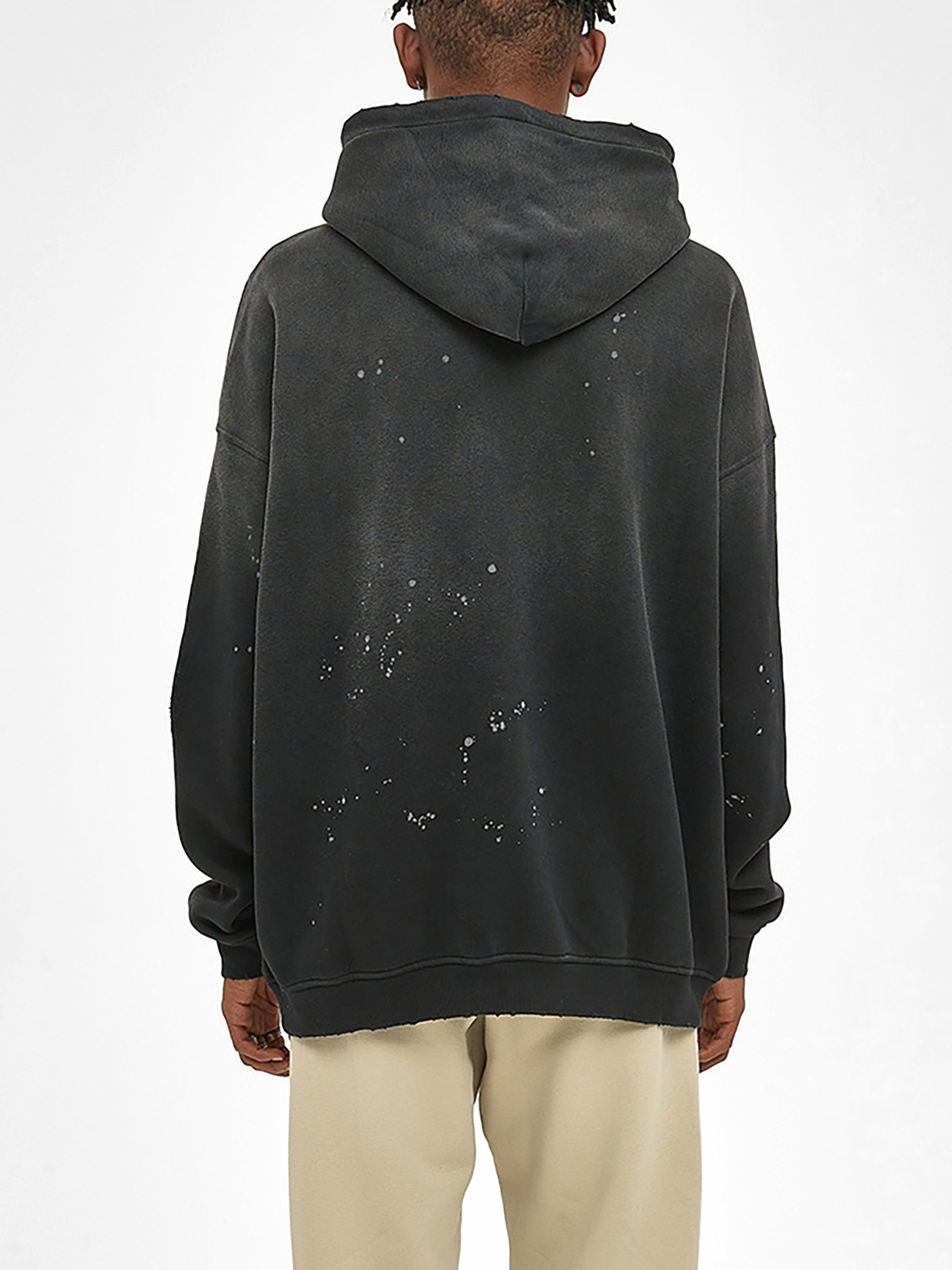 Vintage Wash Frayed | Fleece Hoodie