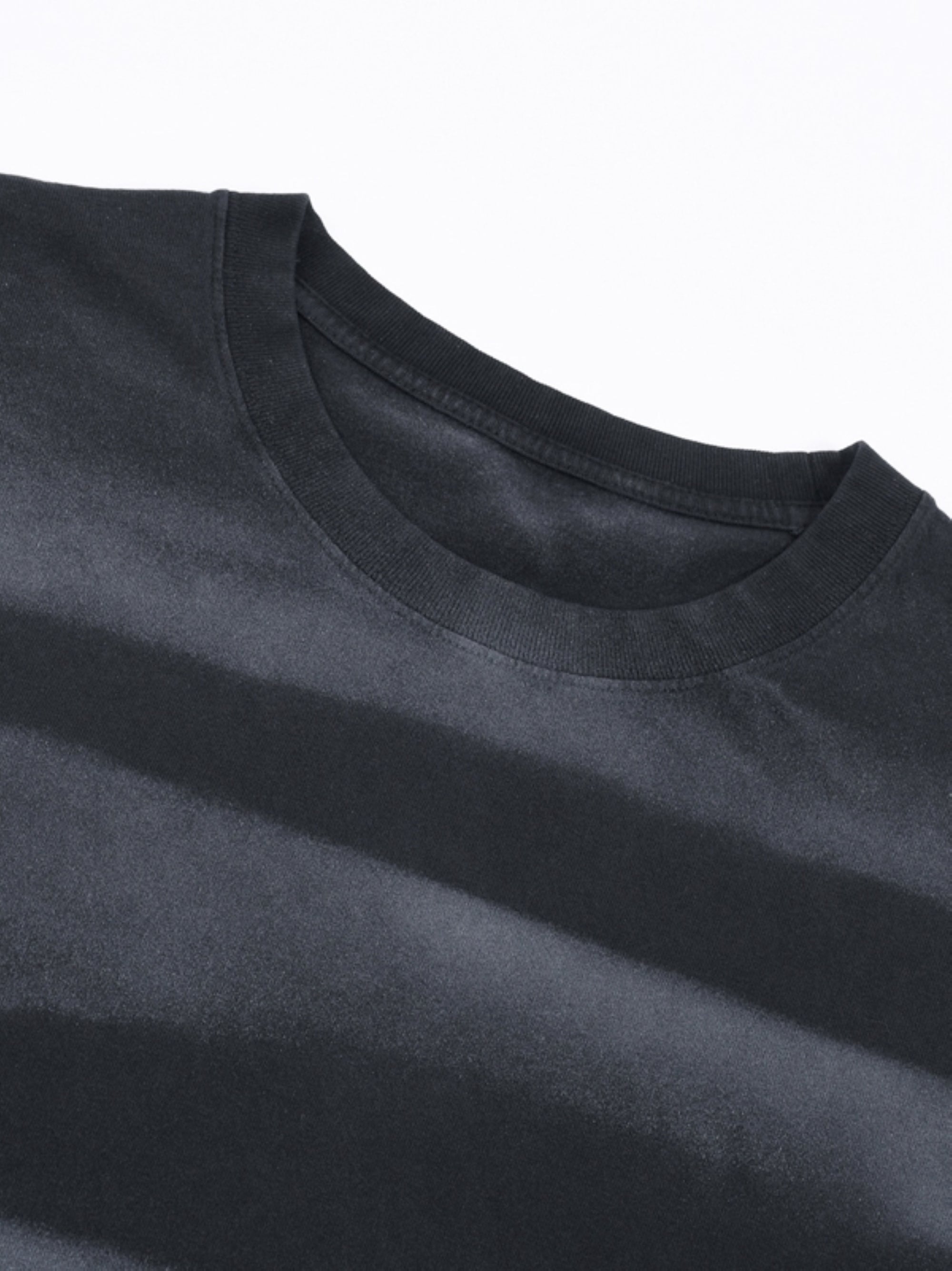 Irregular Stripe Frayed Washed T-Shirt