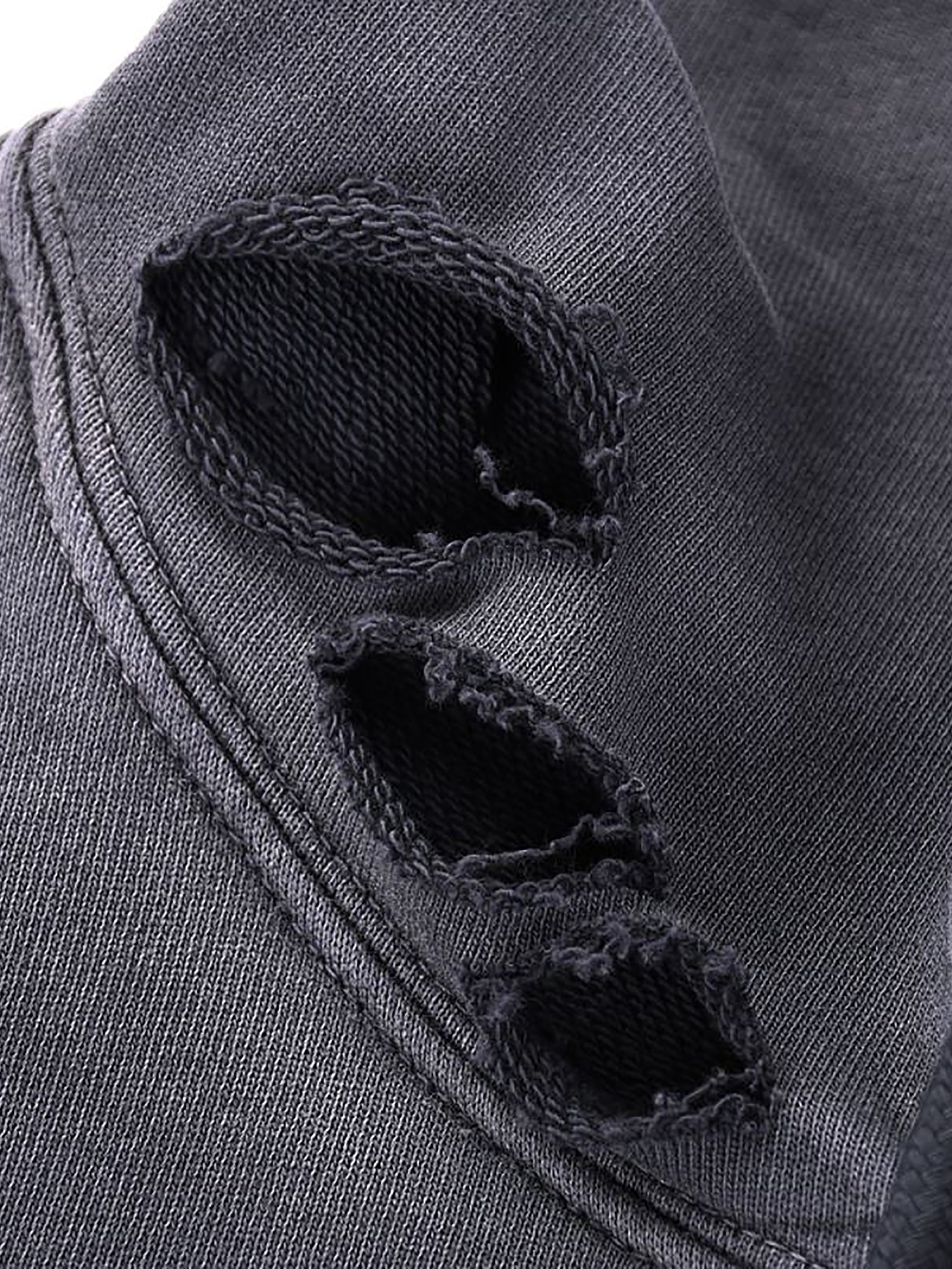 Distressed Vintage-Wash Hoodie
