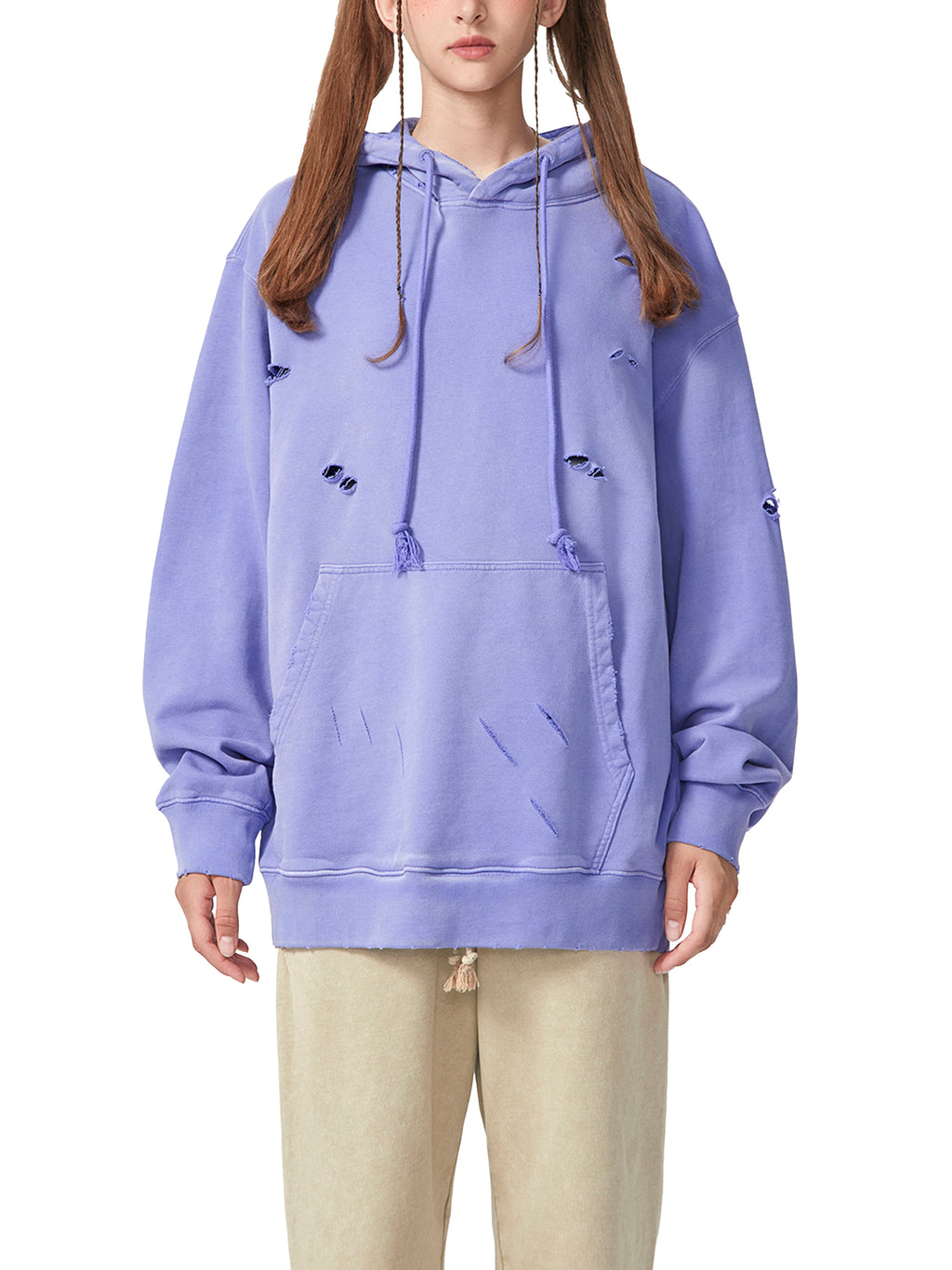 Distressed Vintage-Wash Hoodie