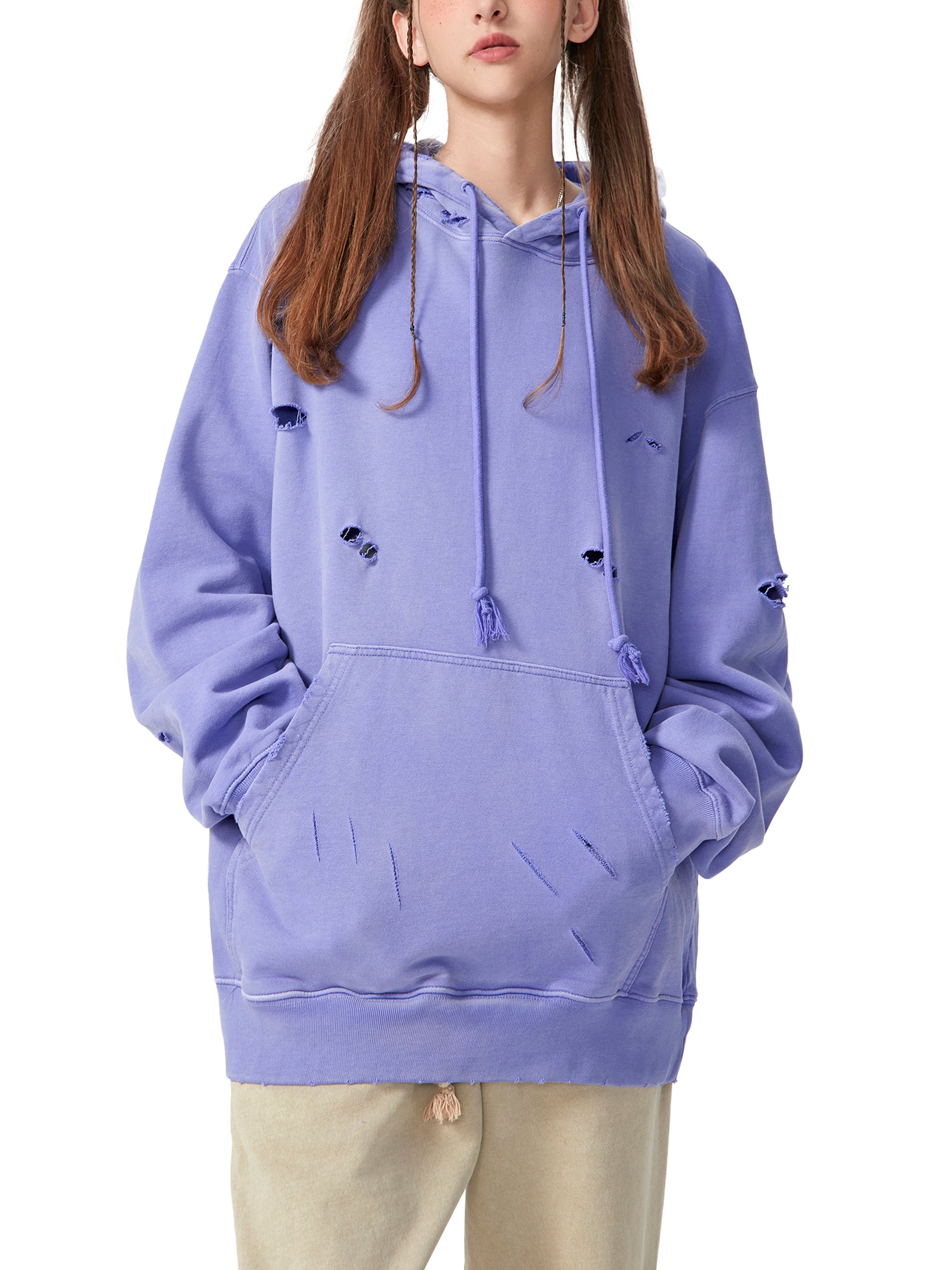 Distressed Vintage-Wash Hoodie