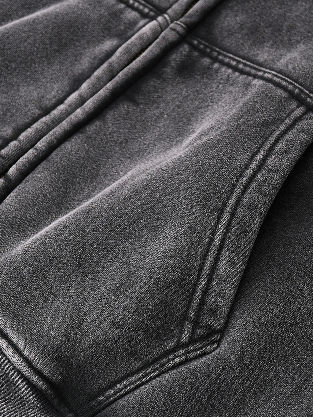 Washed Zip-Up Fleece Hoodie