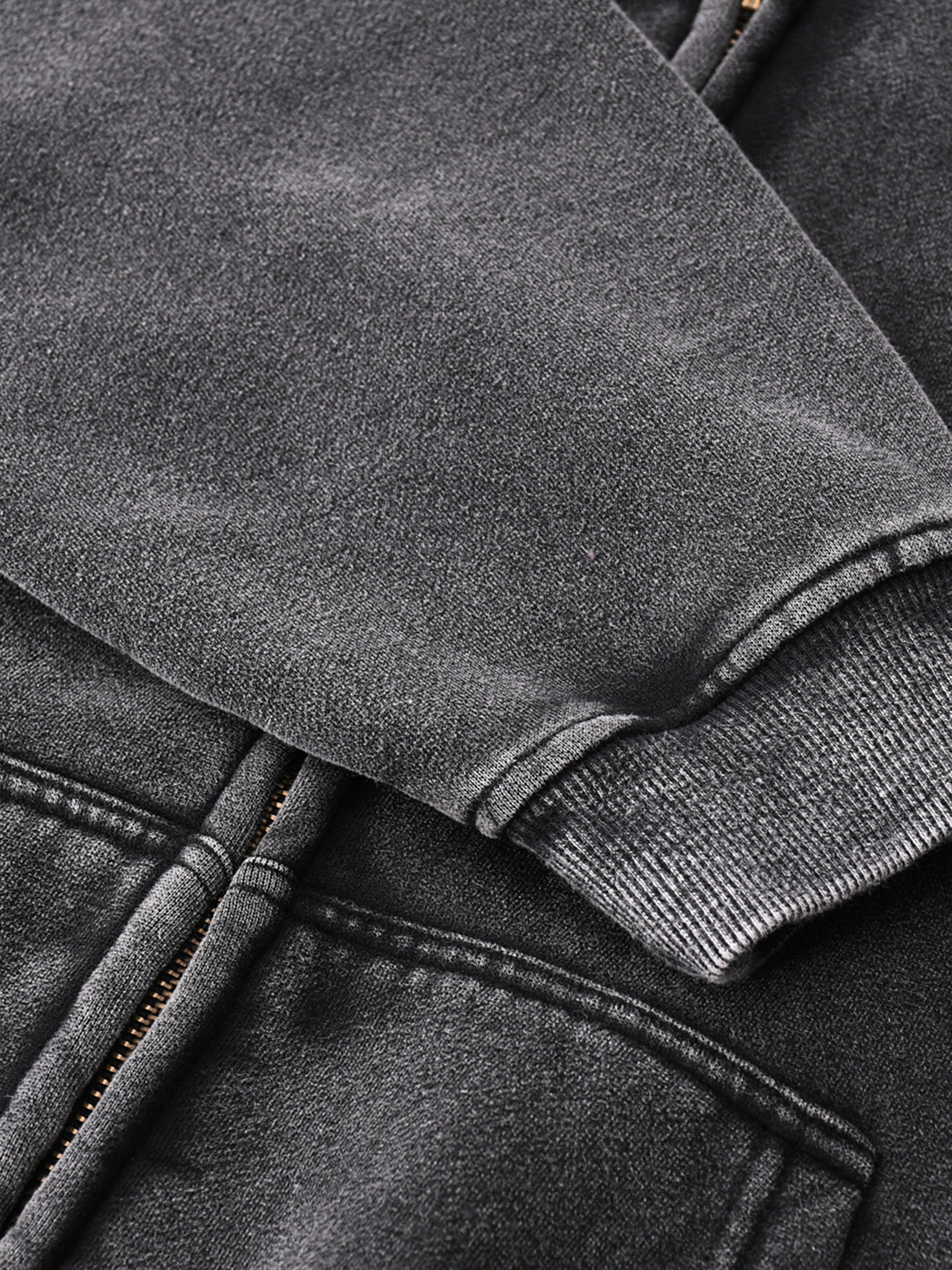 Washed Zip-Up Fleece Hoodie