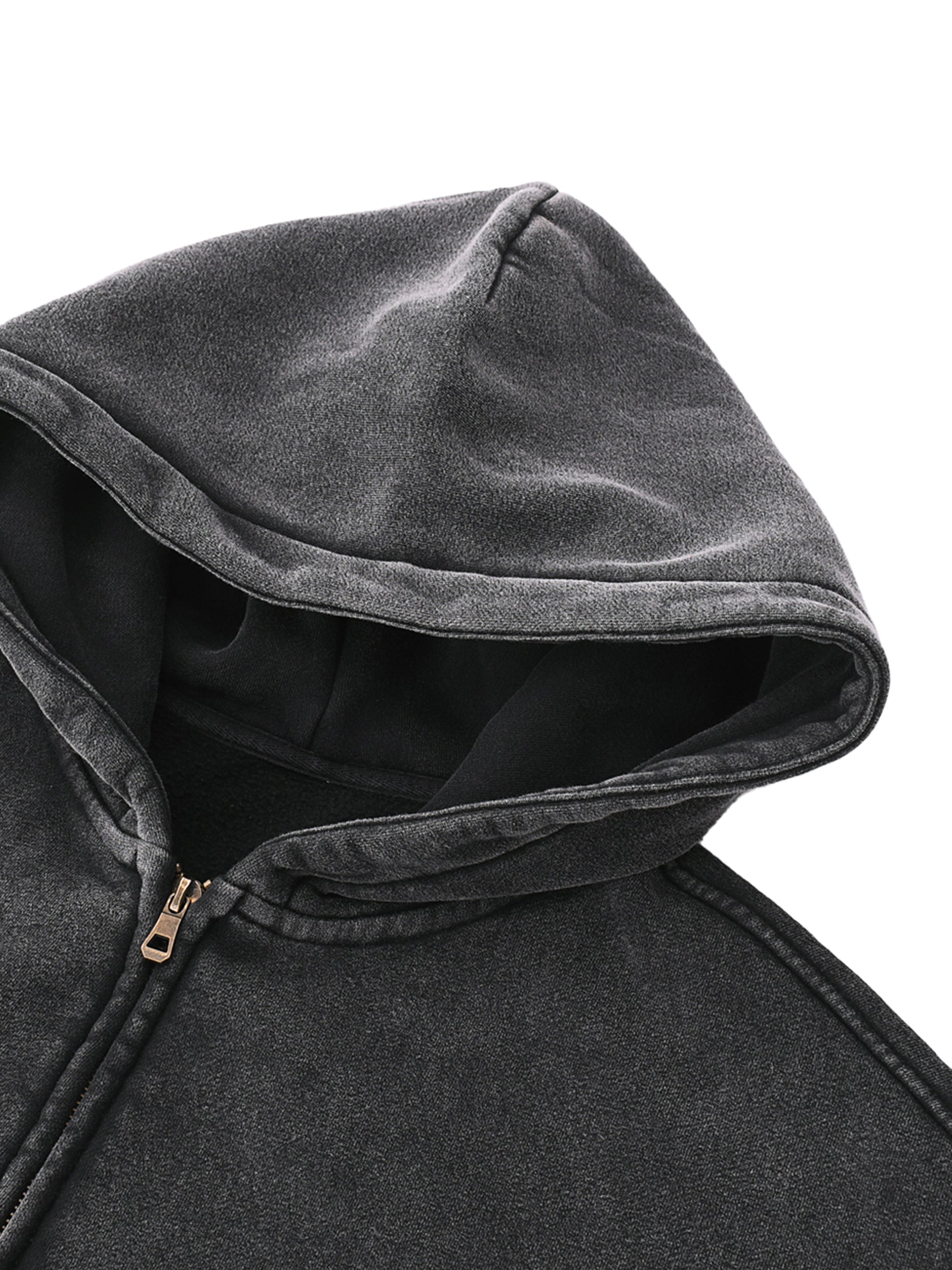 Washed Zip-Up Fleece Hoodie