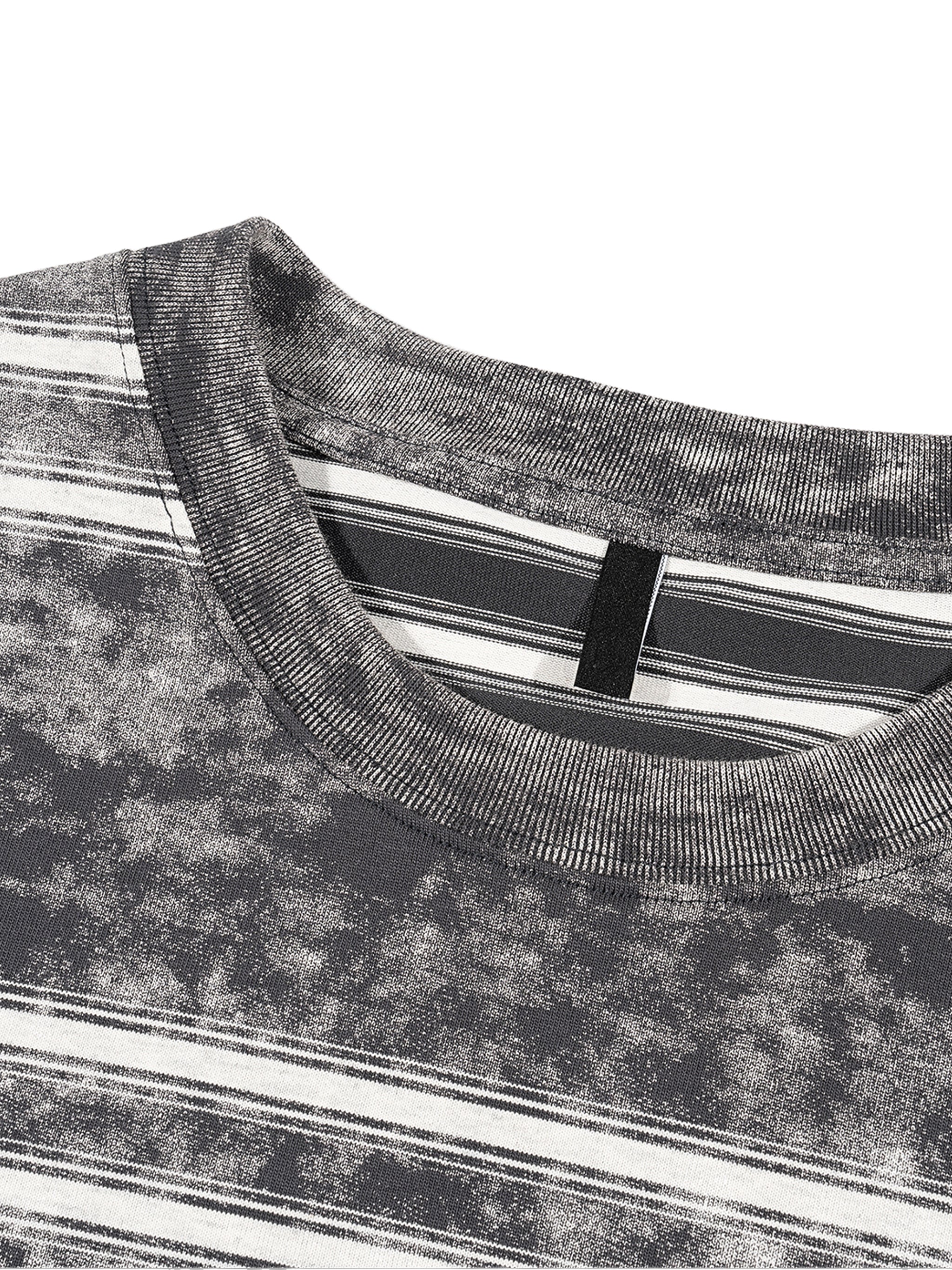 Vintage Snow-Washed Striped Boxy T-Shirt