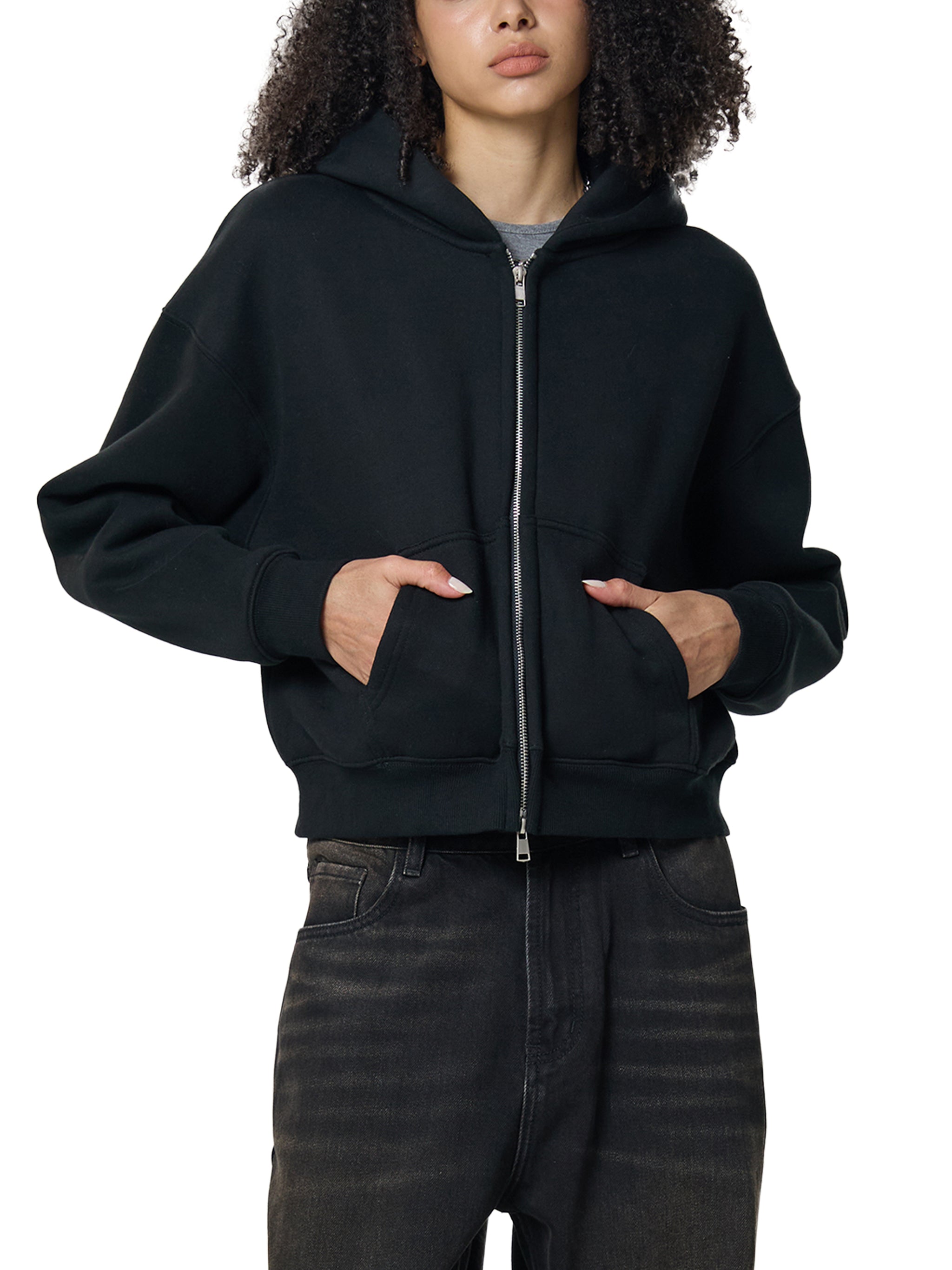 The Queen | Women's Zip-Up Cropped Hoodie