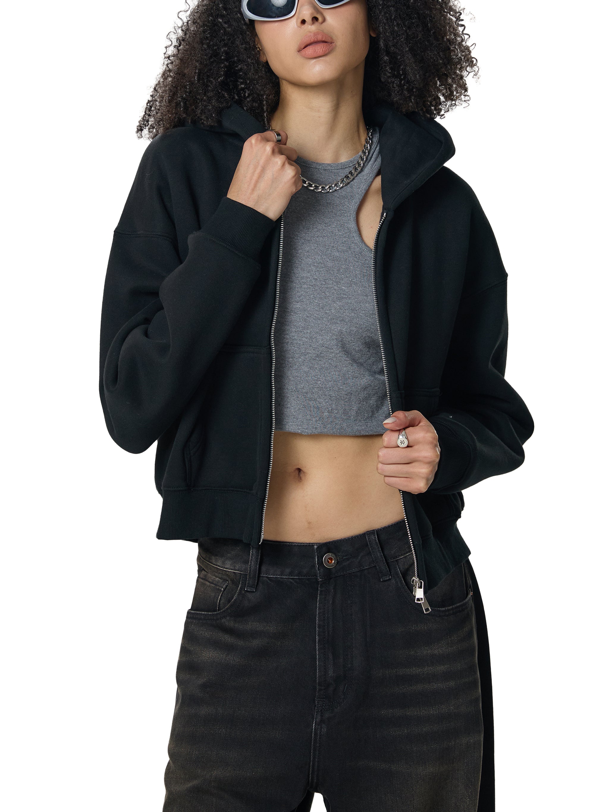 The Queen | Women's Zip-Up Cropped Hoodie