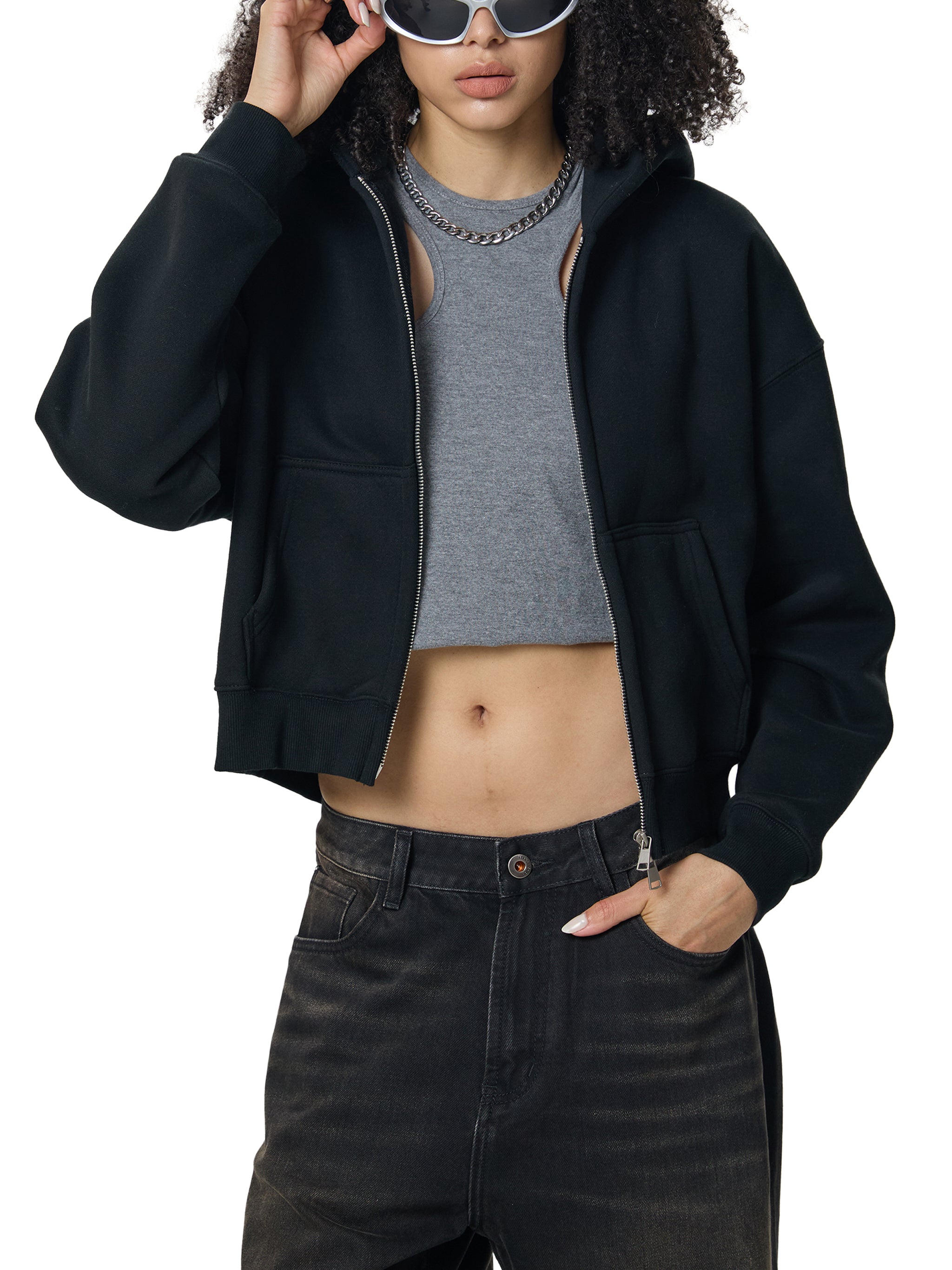The Queen | Women's Zip-Up Cropped Hoodie