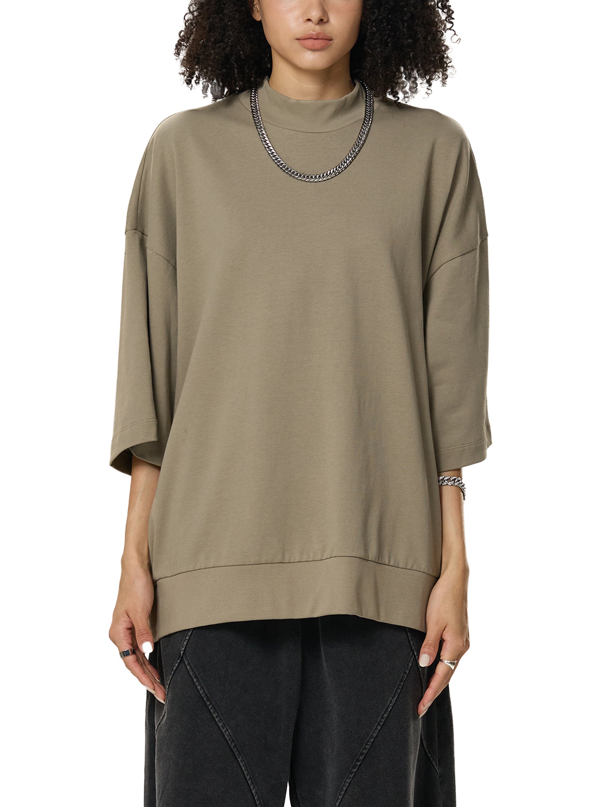 Heavyweight Oversized Mock Neck T-Shirt