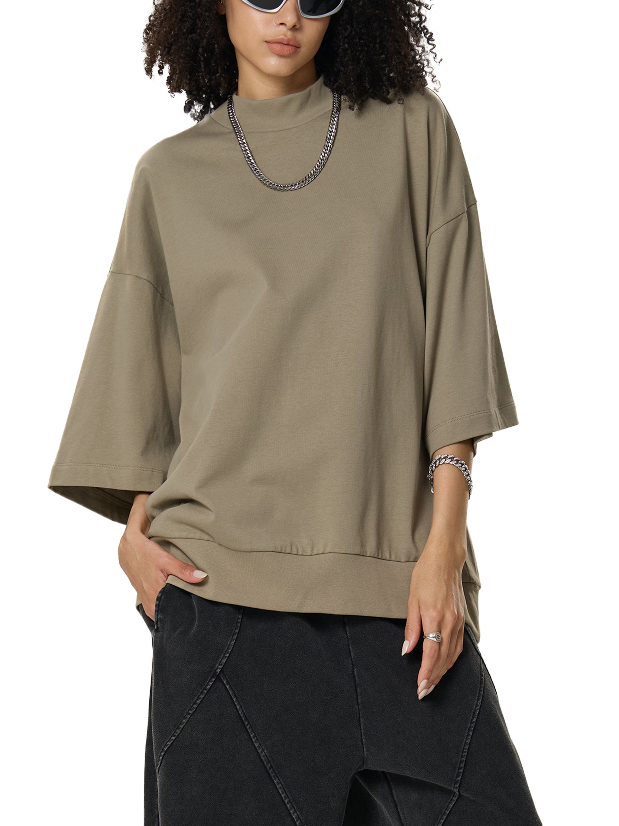 Heavyweight Oversized Mock Neck T-Shirt