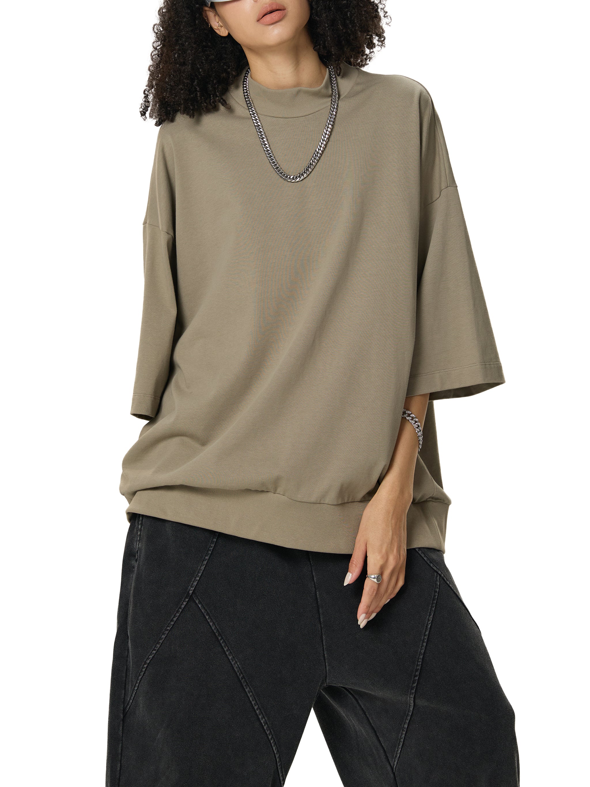 Heavyweight Oversized Mock Neck T-Shirt