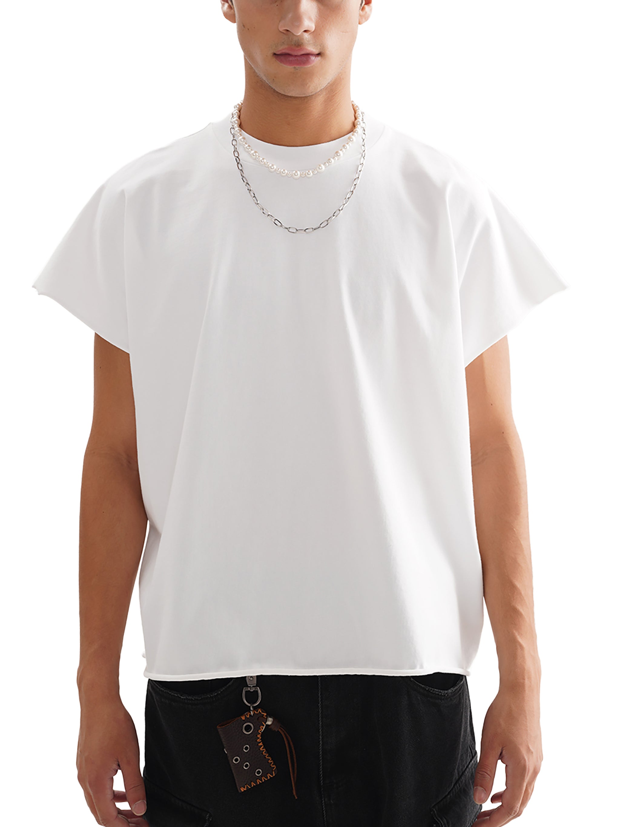 Graphic Drop-Shoulder Raw Edge Boxy T-Shirt