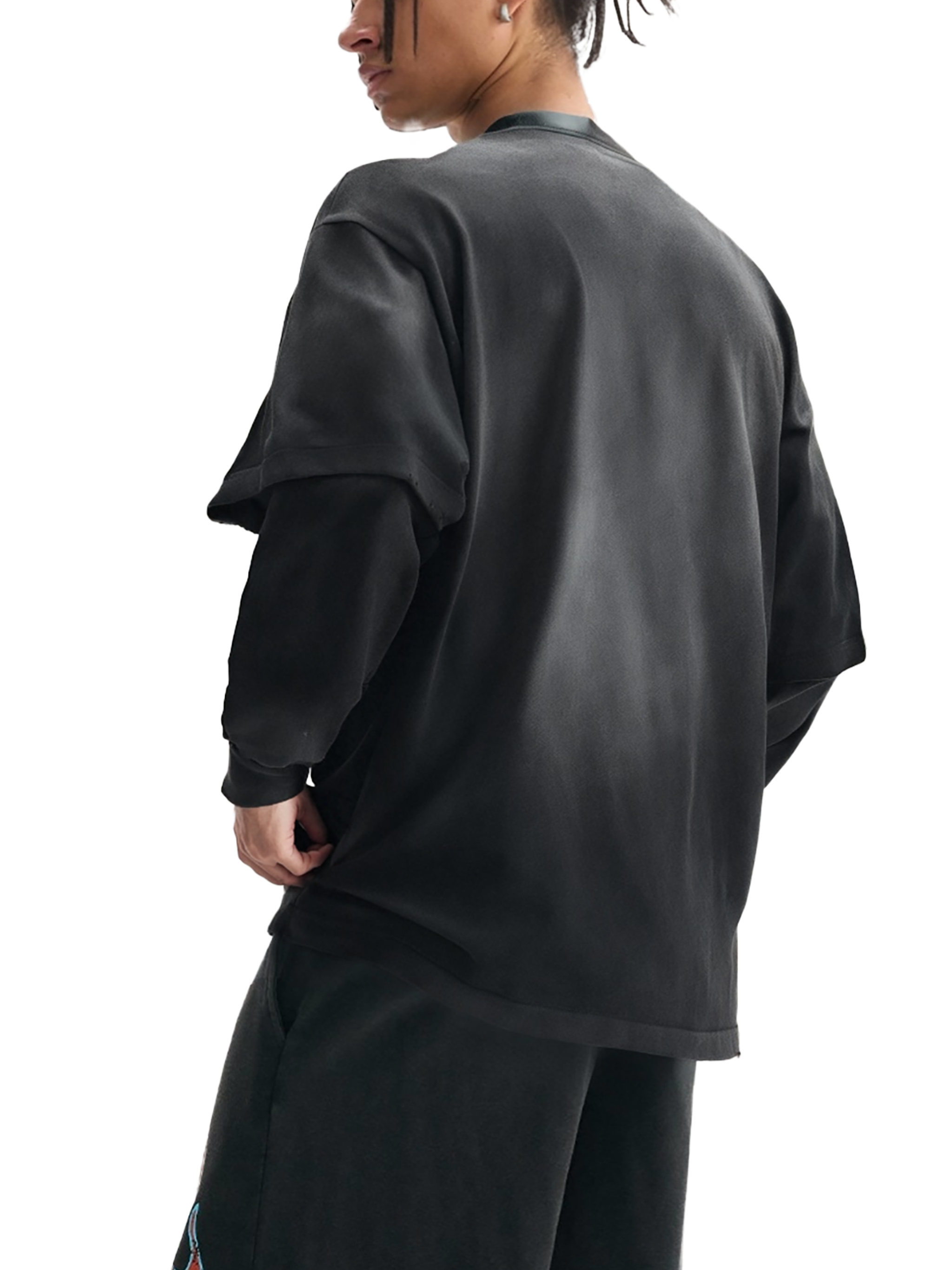 Faux Layered Distressed Long Sleeve Tee