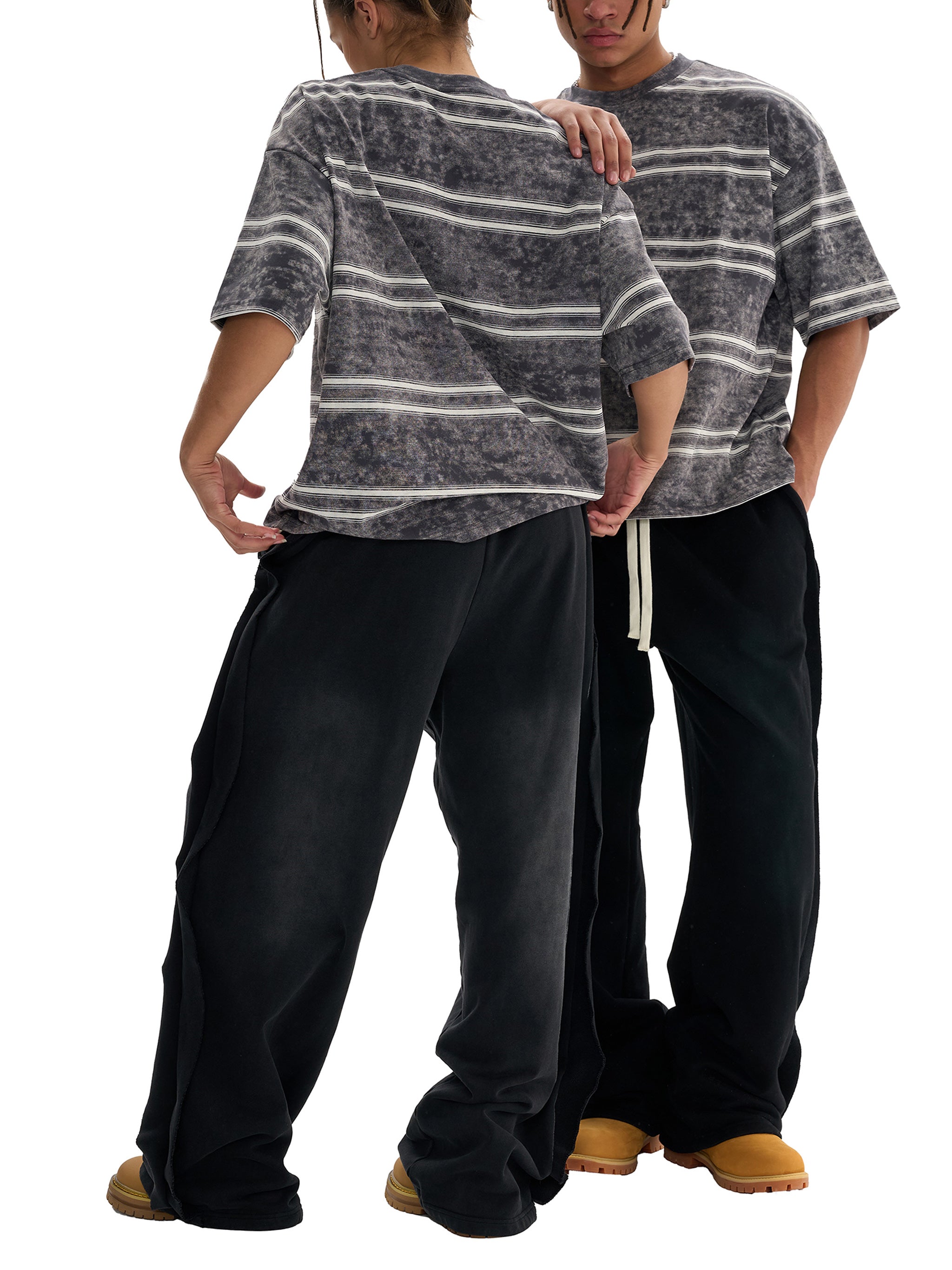 Vintage Snow-Washed Striped Boxy T-Shirt