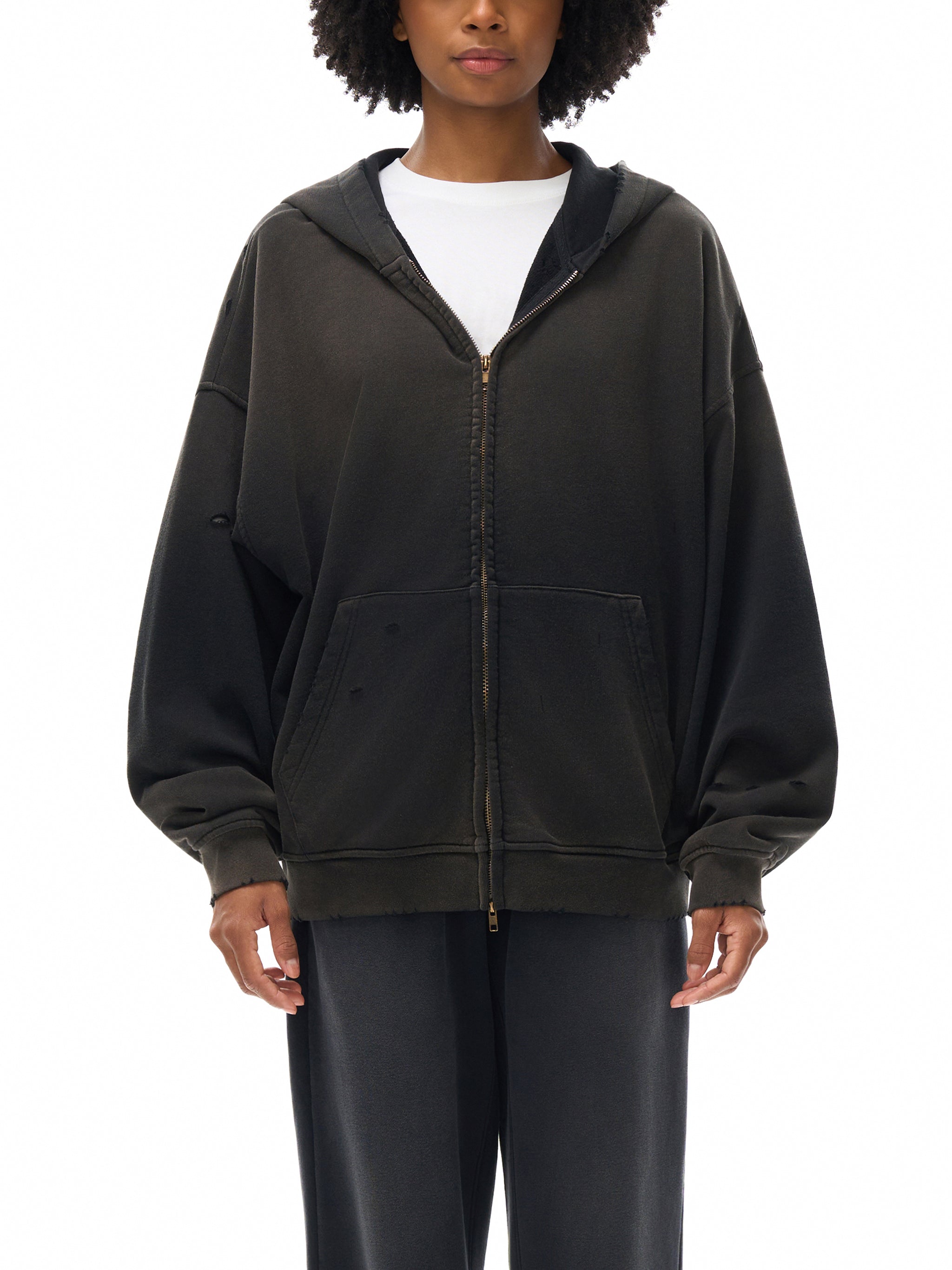 Vintage Sunfaded Zip Hoodie | Heavyweight Distressed