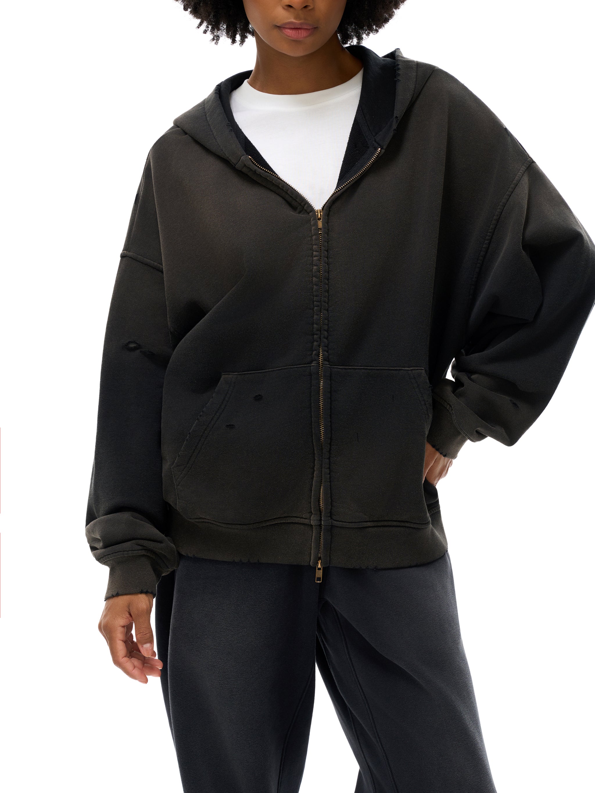 Vintage Sunfaded Zip Hoodie | Heavyweight Distressed