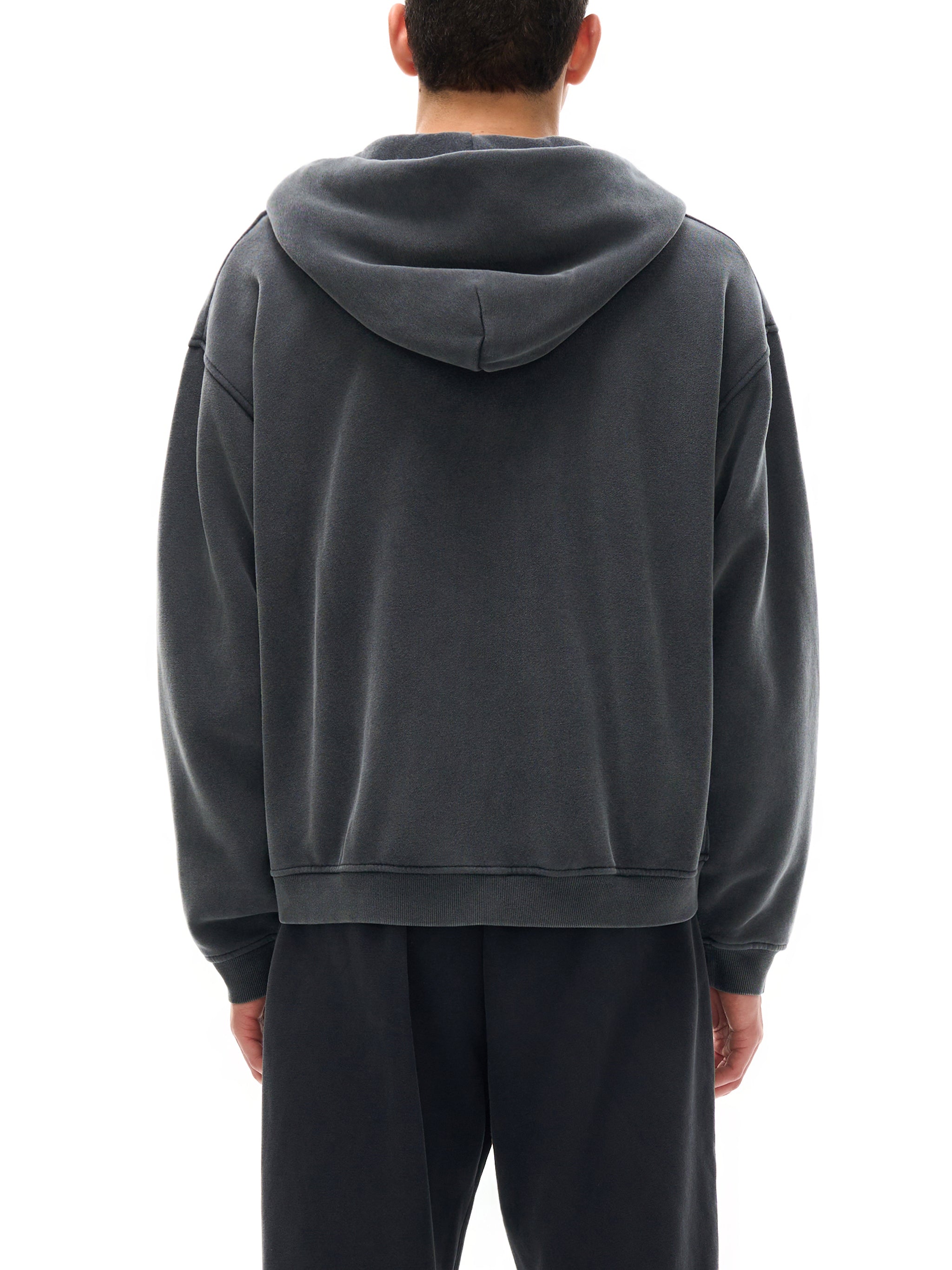 Washed Zip-Up Fleece Hoodie